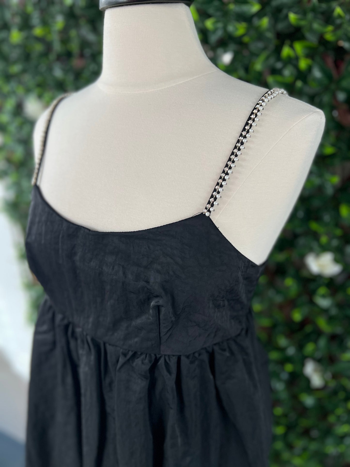 Black Textured Babydoll Dress