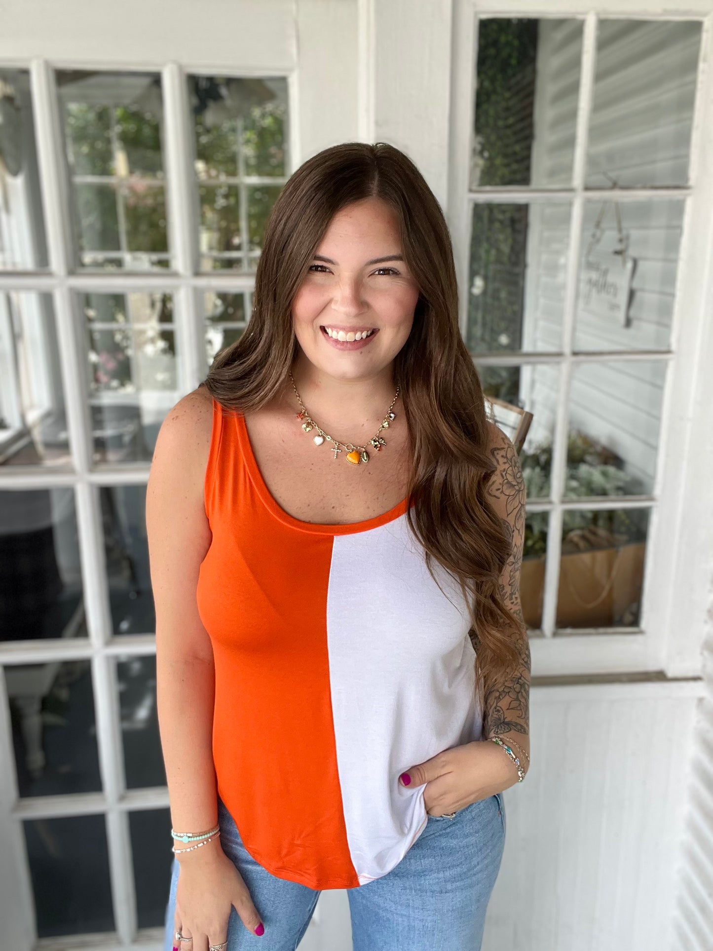 Orange/White Split Tank