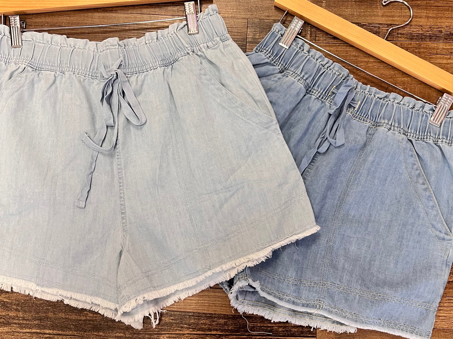 Washed Chambray Denim Shorts