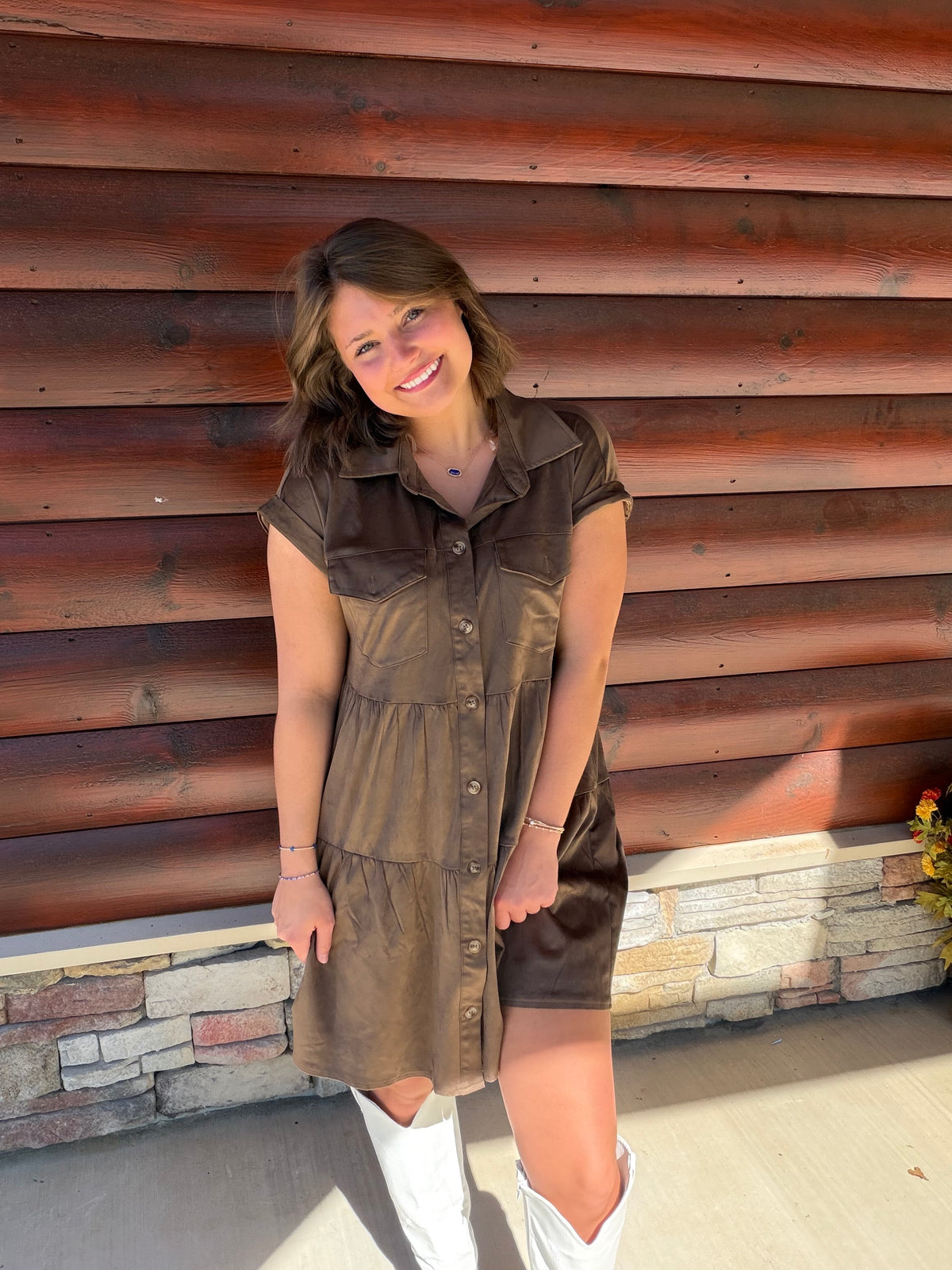 Brown Suede Dress