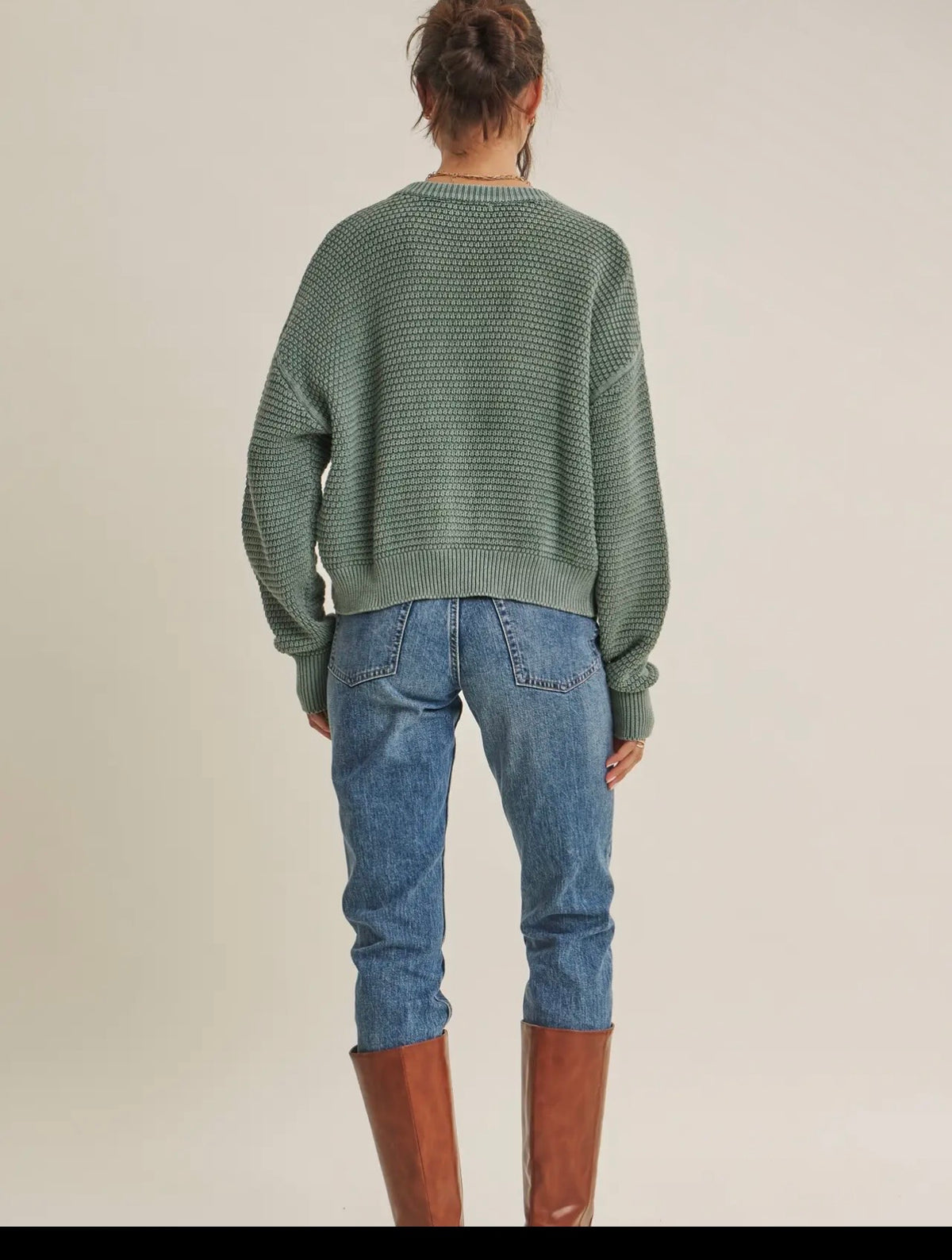 Mineral Washed Cotton Waffle Cardigan