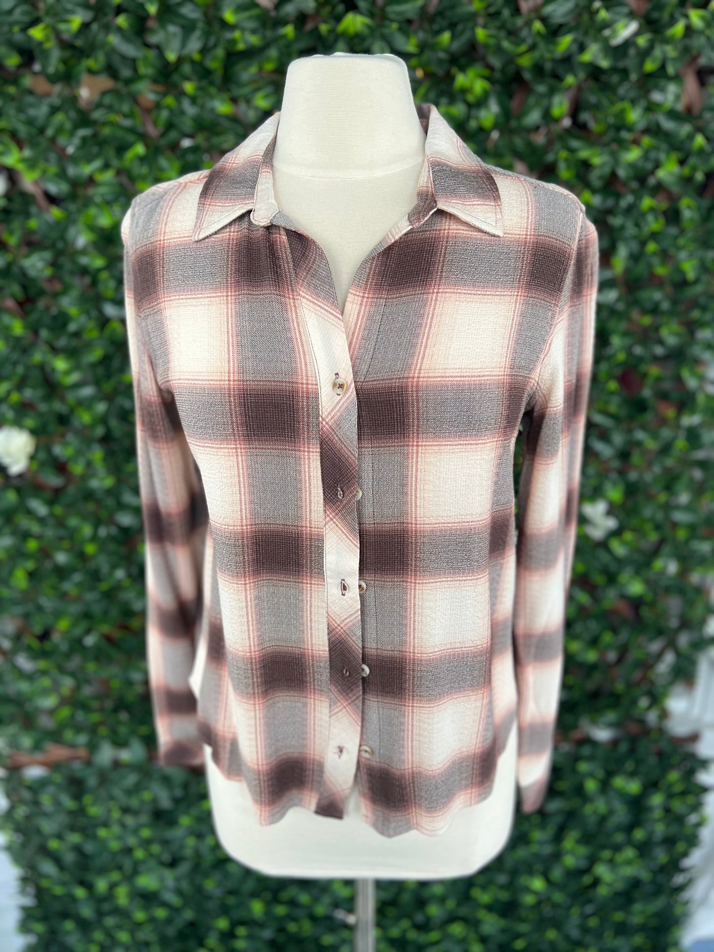 Mauve & Cream Button Up Shirt