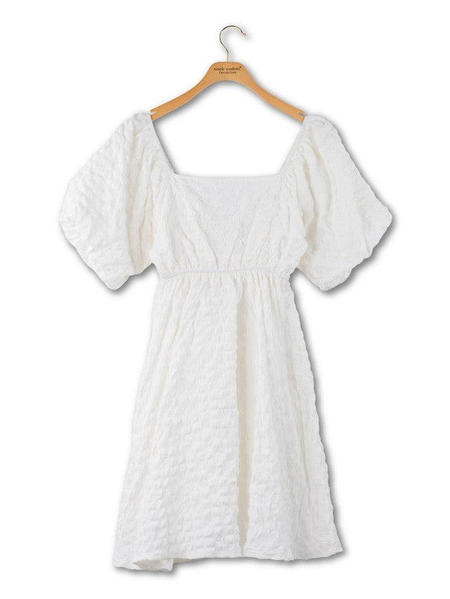 SS Textured Puff Sleeve Dress