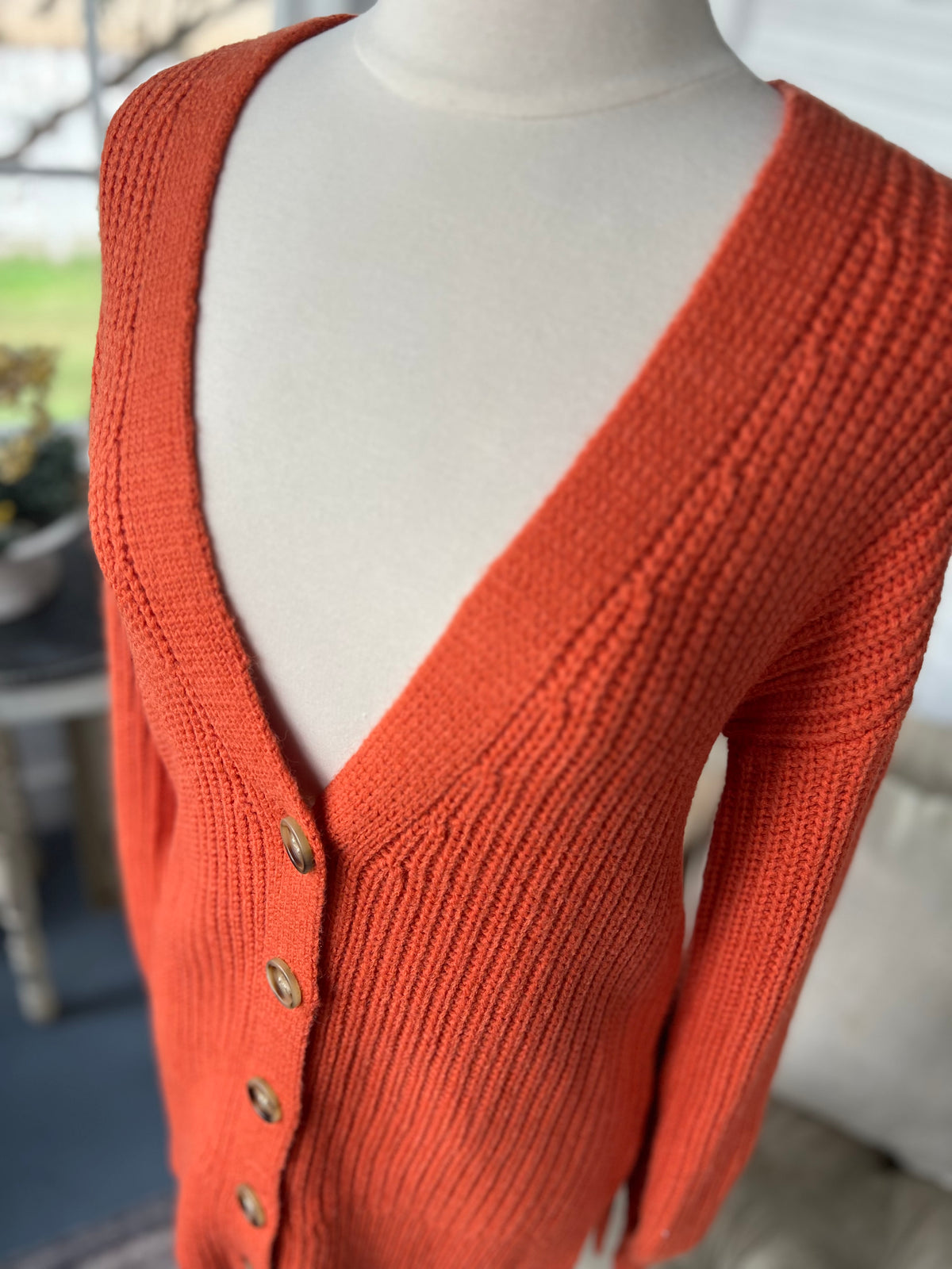 Orange Knit Cardigan