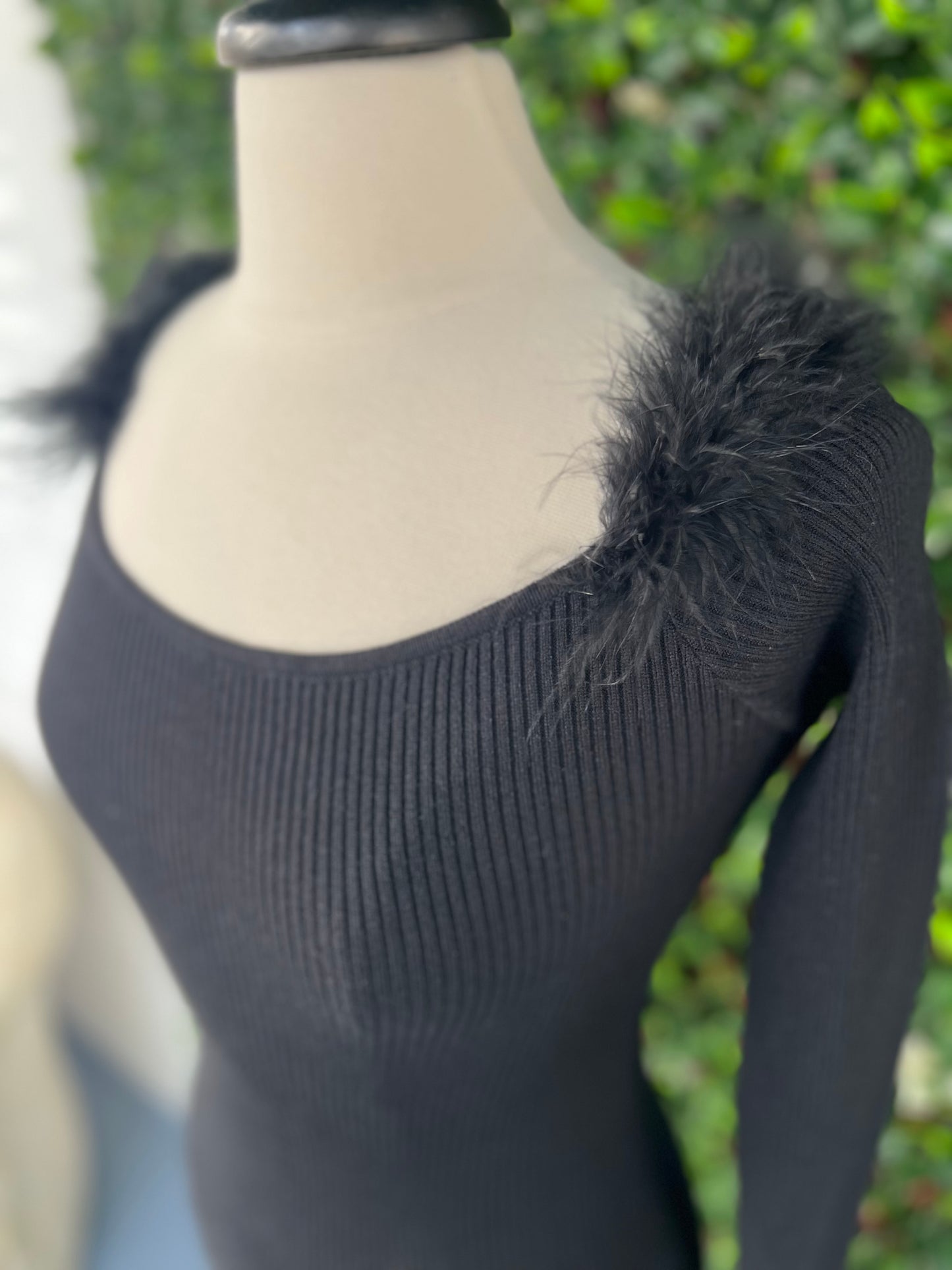 Black Feather Sweater Dress