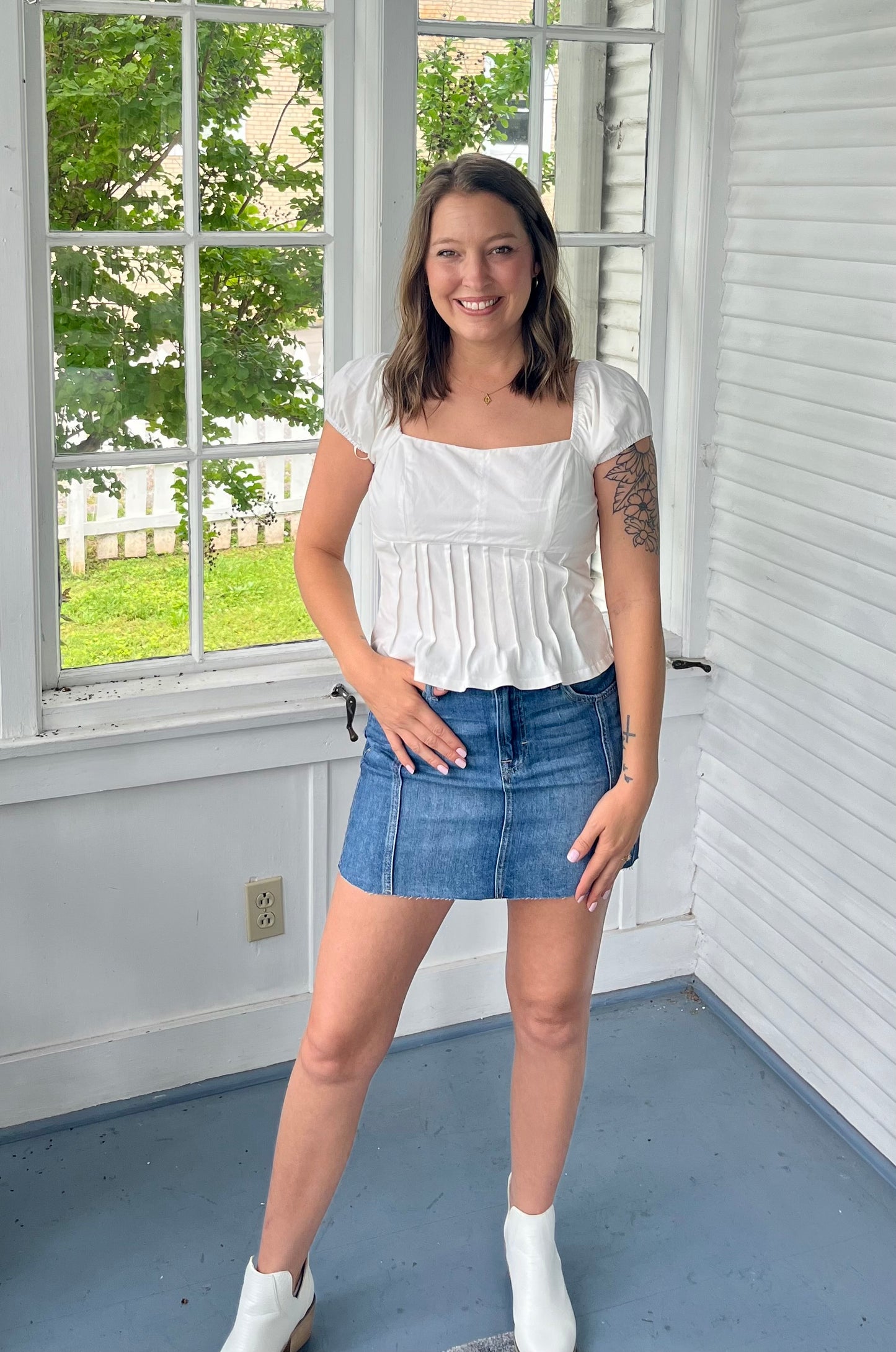 Puff Sleeve Pleated Peplum Top
