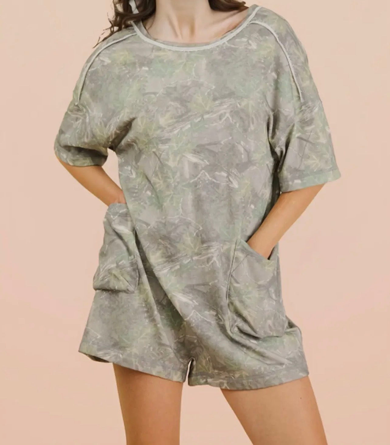 Camo Back V Flowy Romper