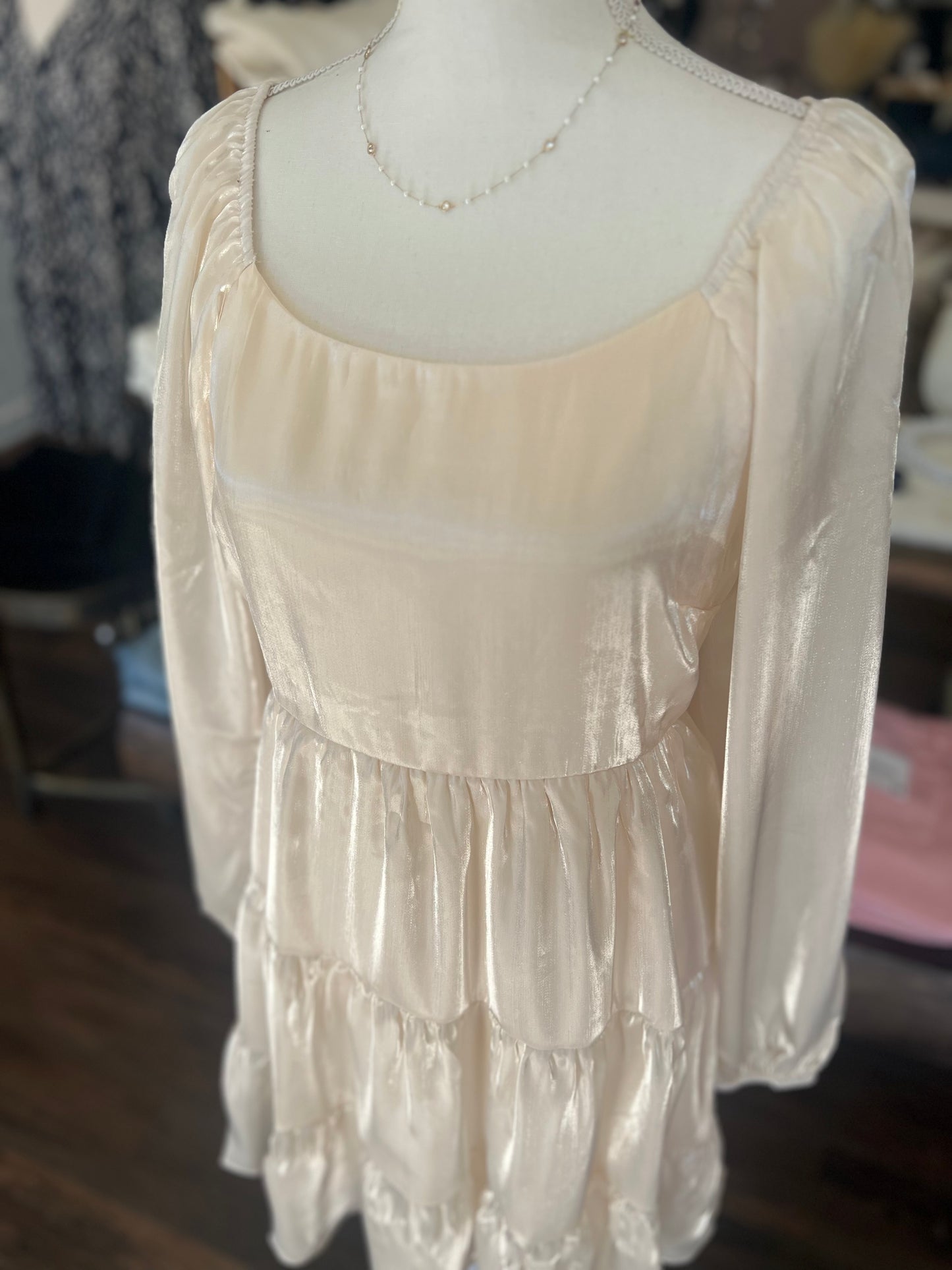 L/S Tiered Shimmer Dress