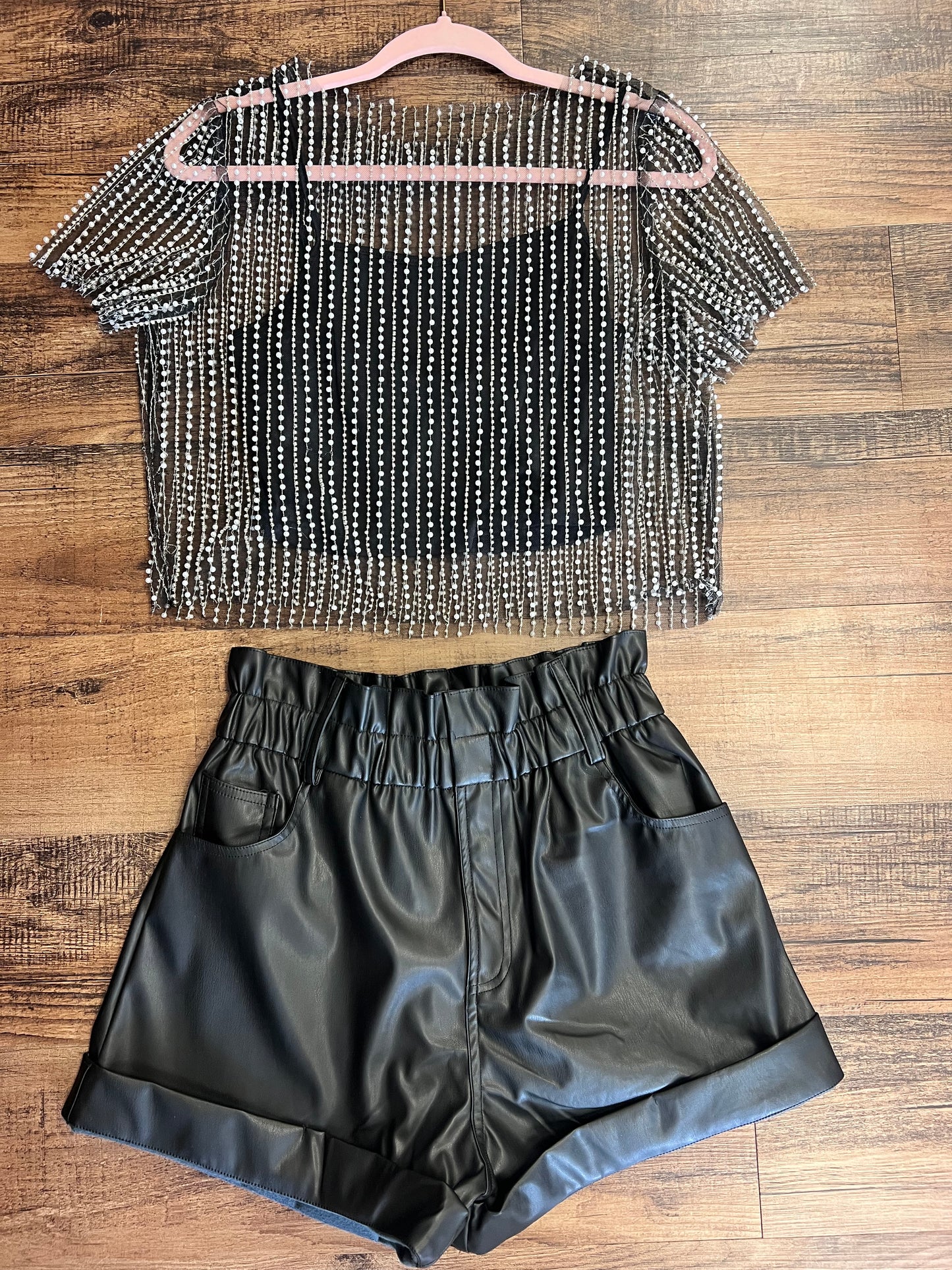 Black Pleather Shorts