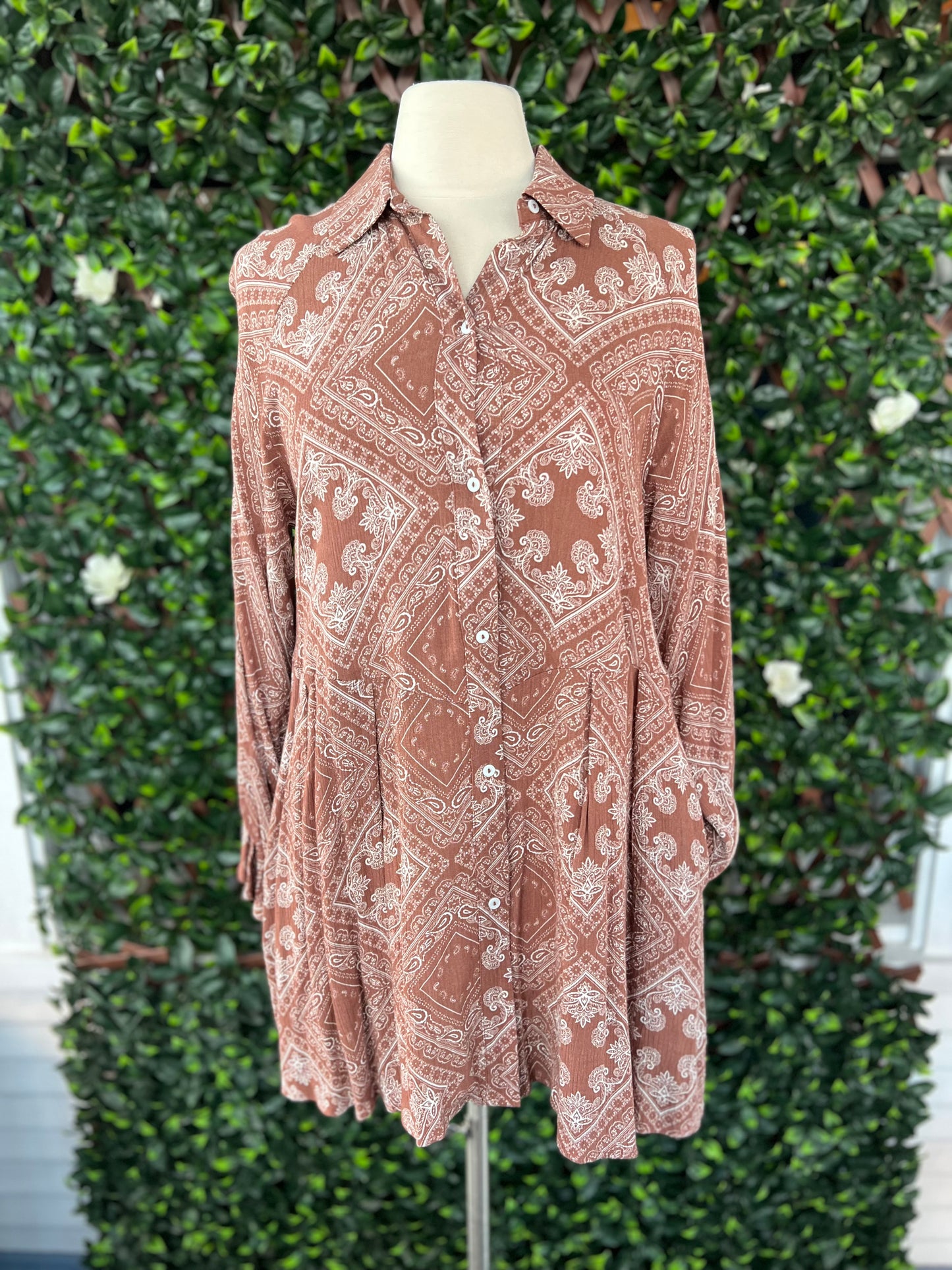 Paisley Print LS Dress
