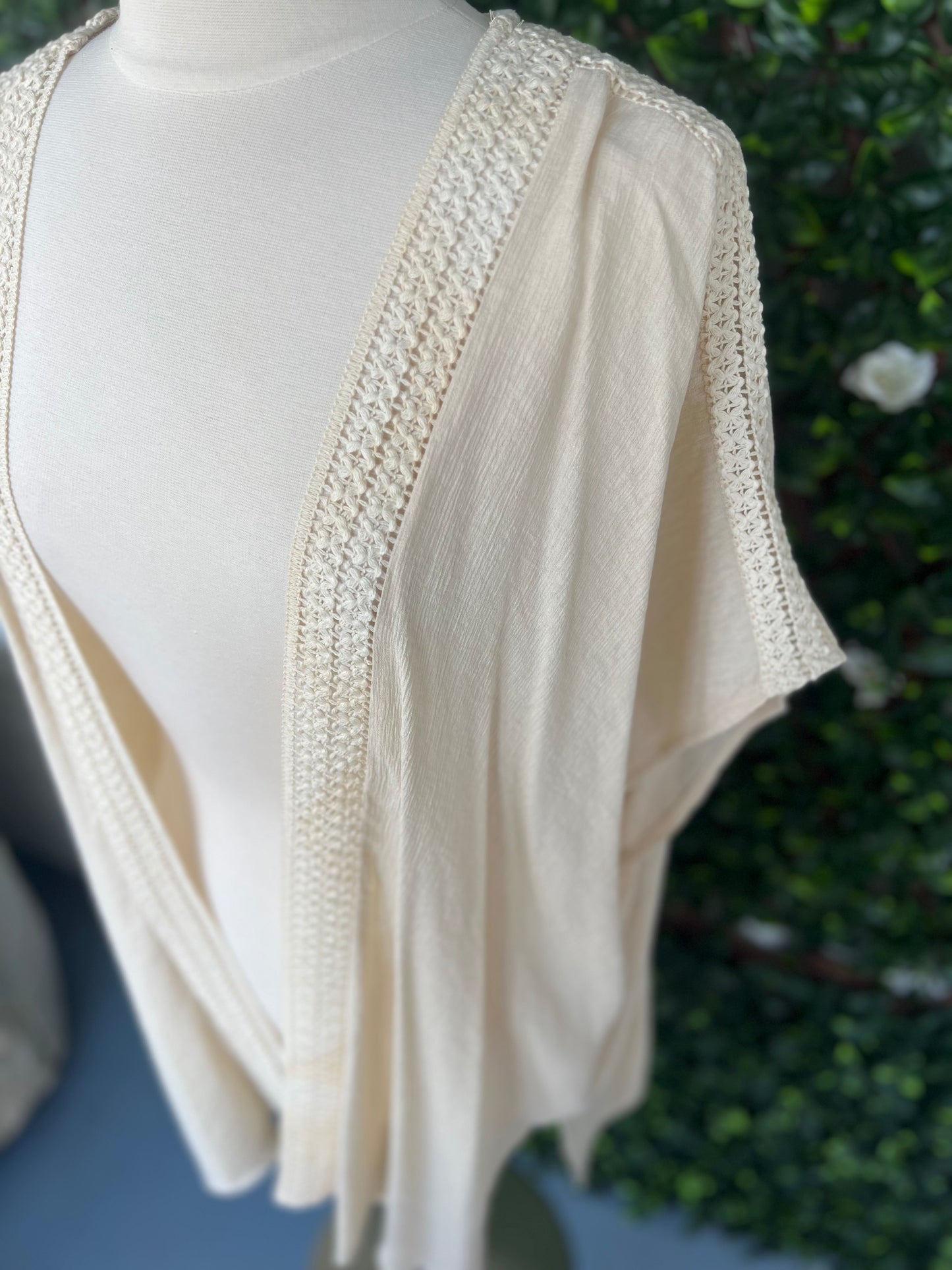 Crochet Trim SS Cardigan