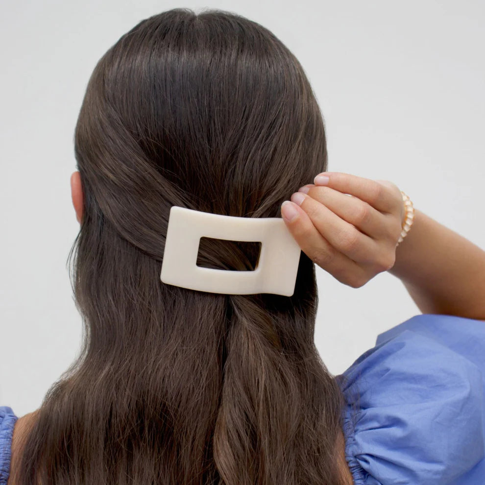 Almond Beige Flat Rectangle Hair Clip