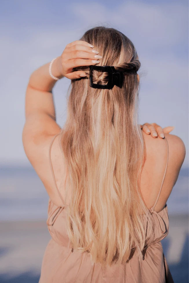 Jet Black Flat Square Hair Clip
