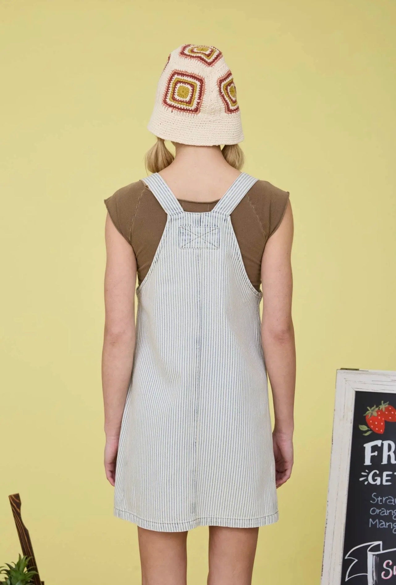 Stripe Denim Overall Mini Dress