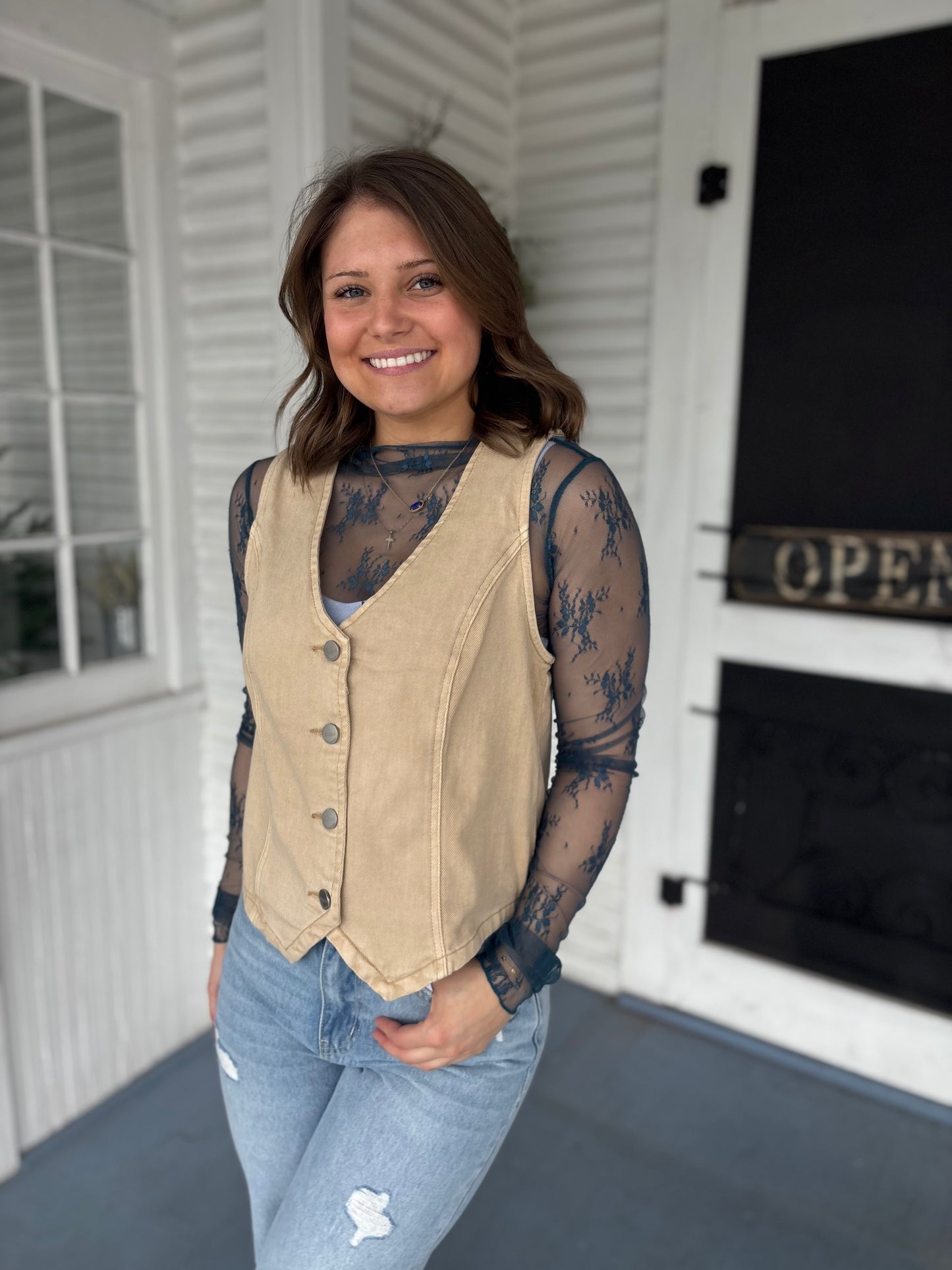 Khaki Denim Vest