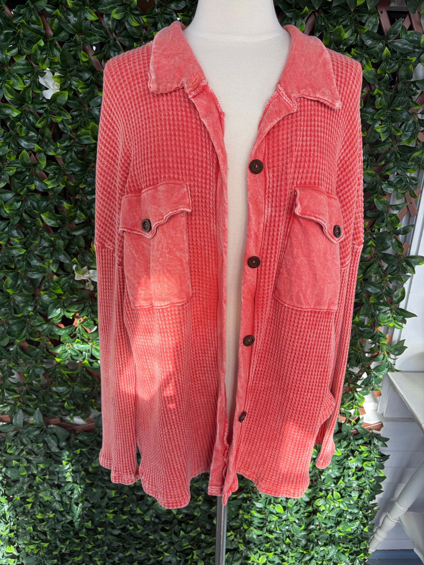Coral Waffle Jacket
