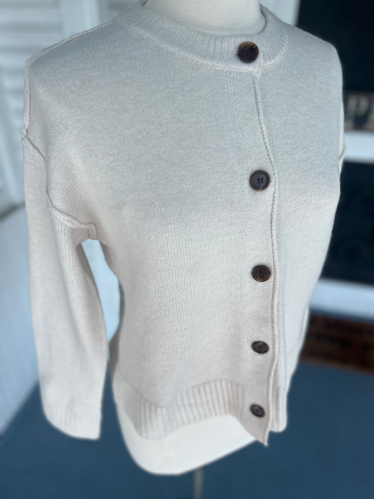 Cream Sweater Knit Cardigan