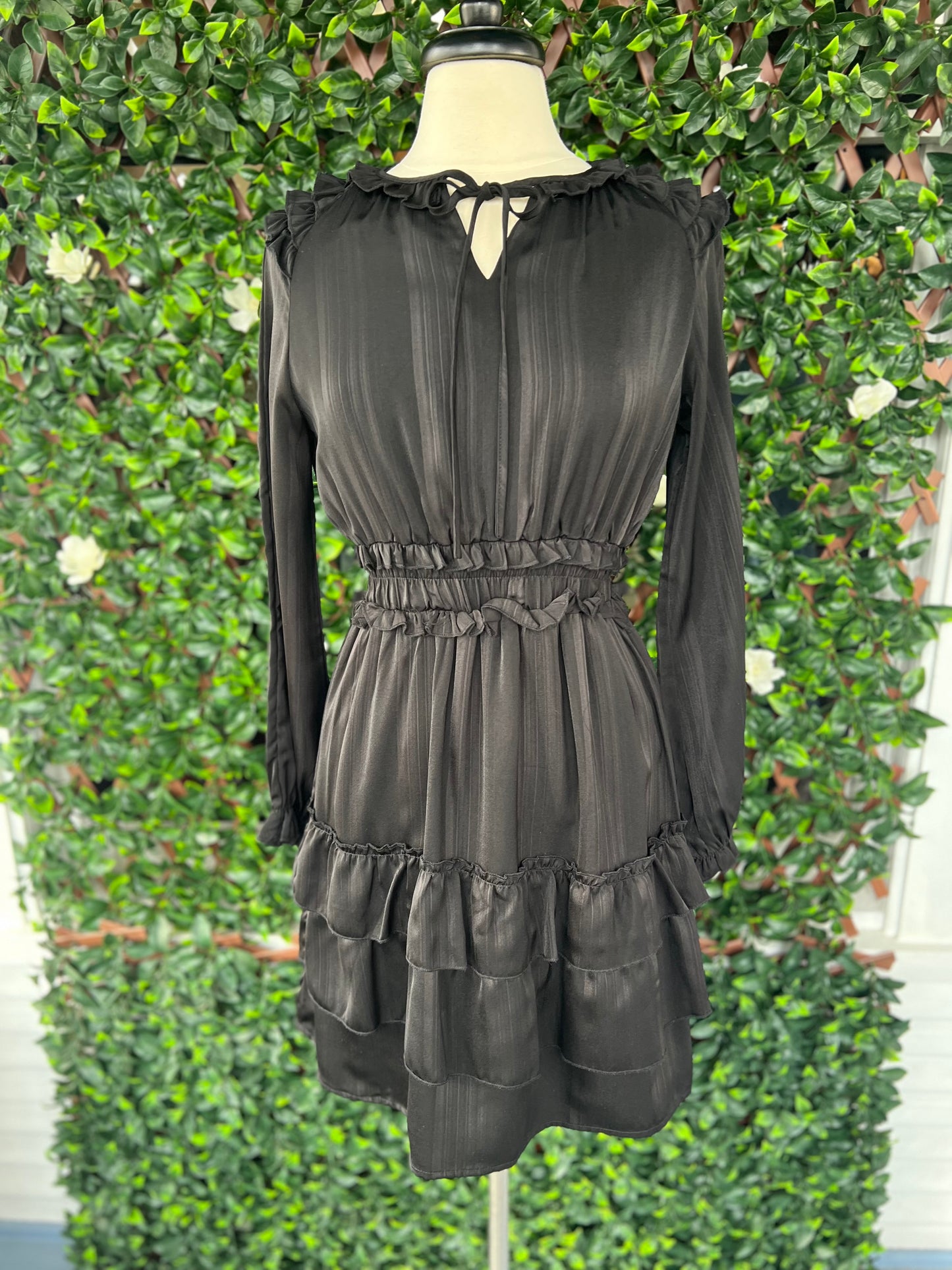 Black L/S Ruffle Dress