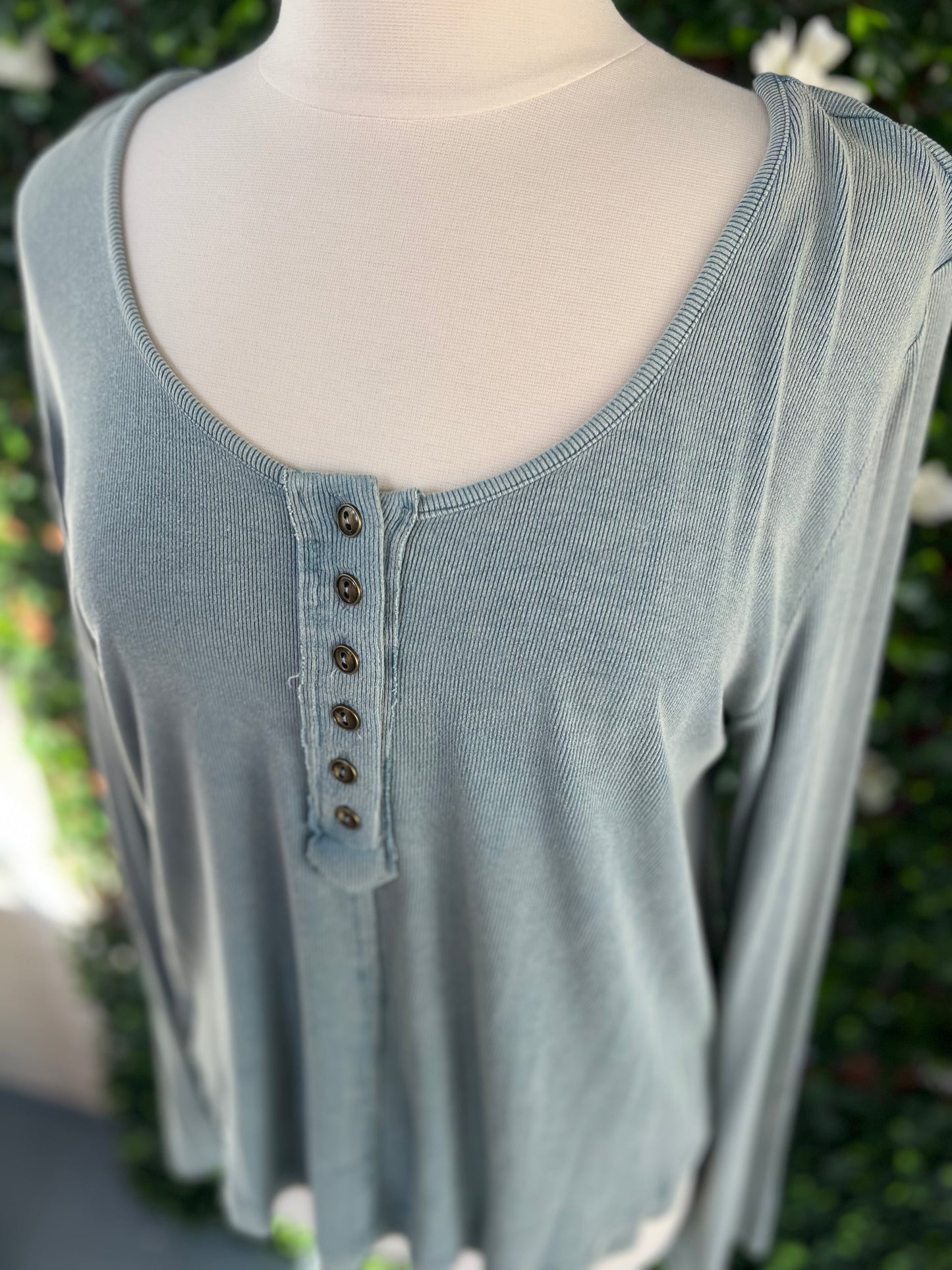 Ribbed Scoop Neck LS Top