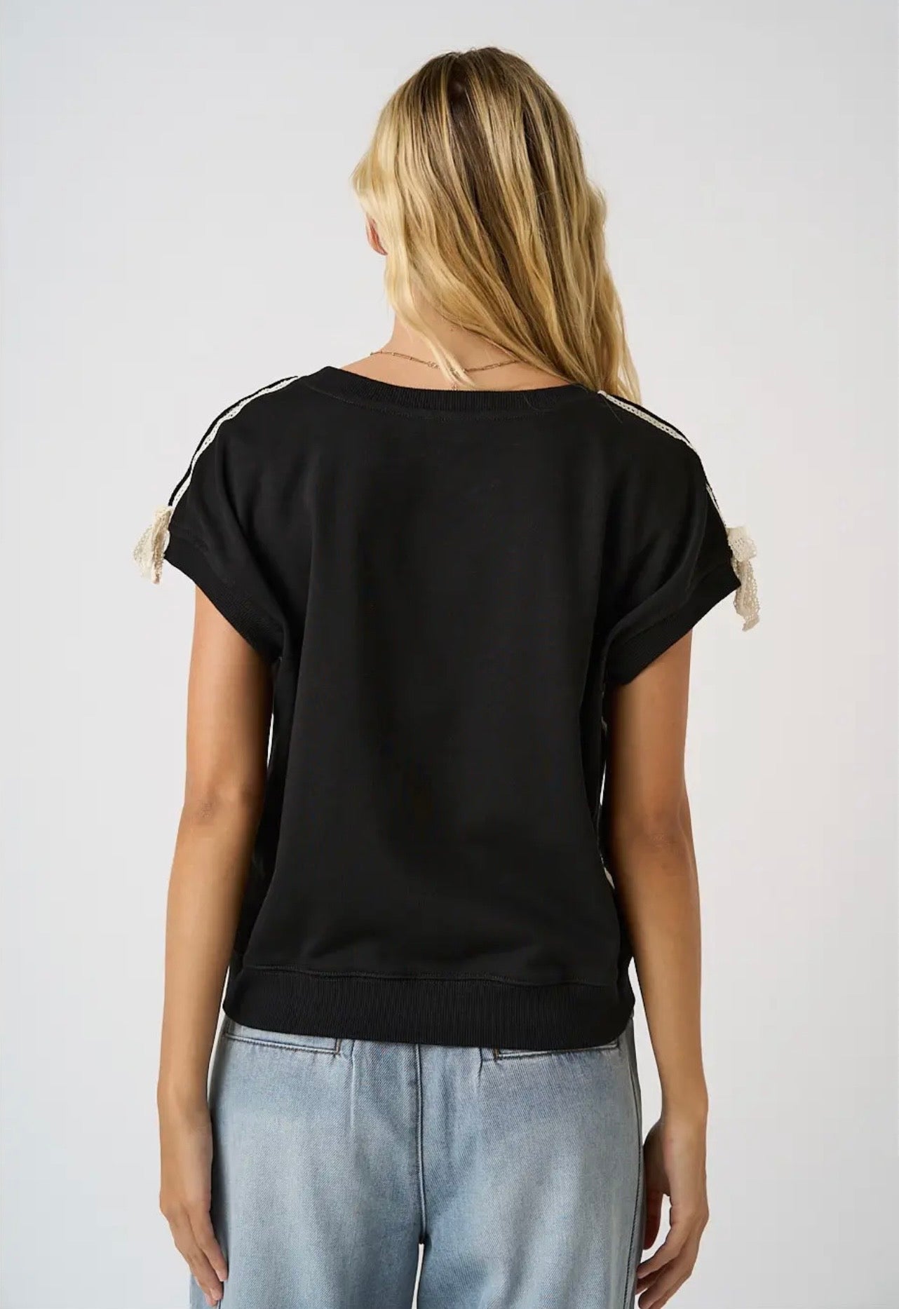 Black Ribbon Detail Top