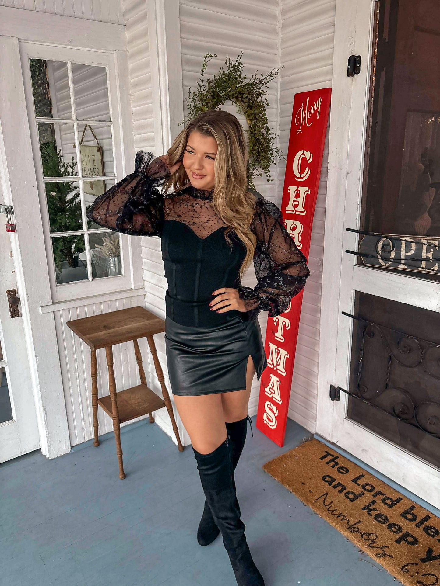 Corset Mock Neck Blouse