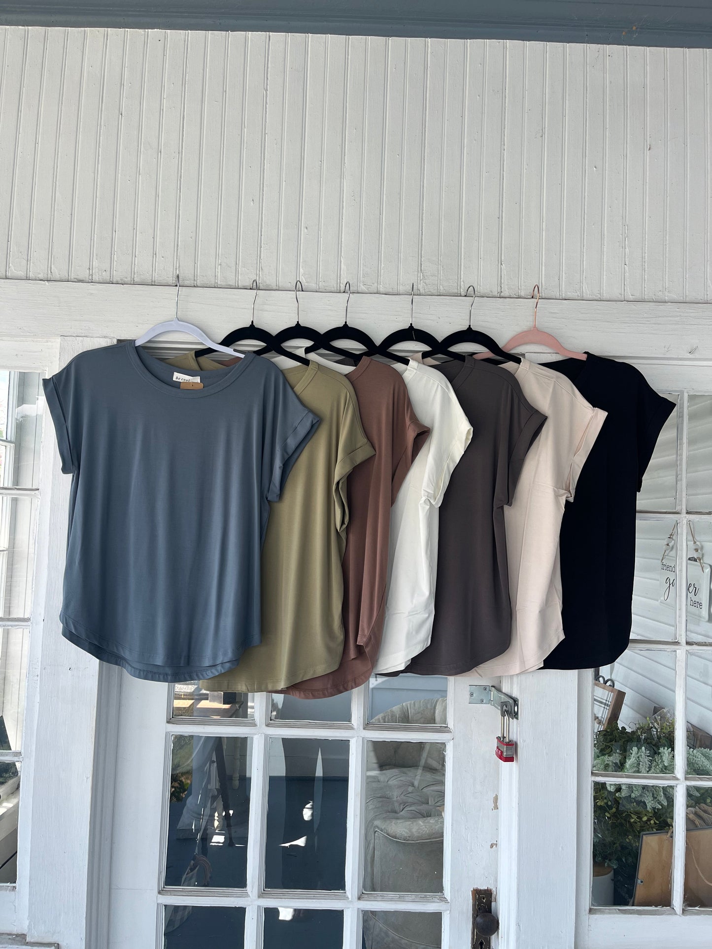 Round Neck Dolman Cap Sleeve Top