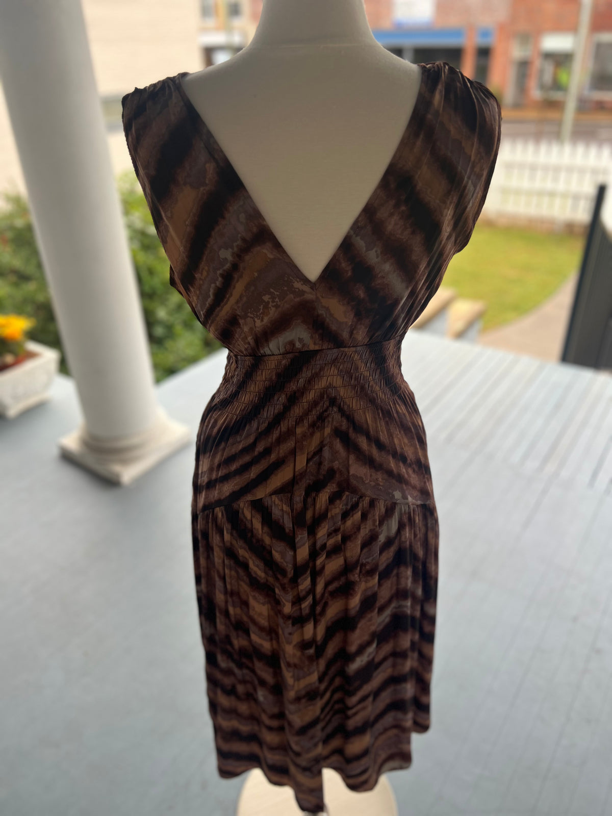 Brown SL Watercolor Midi Dress