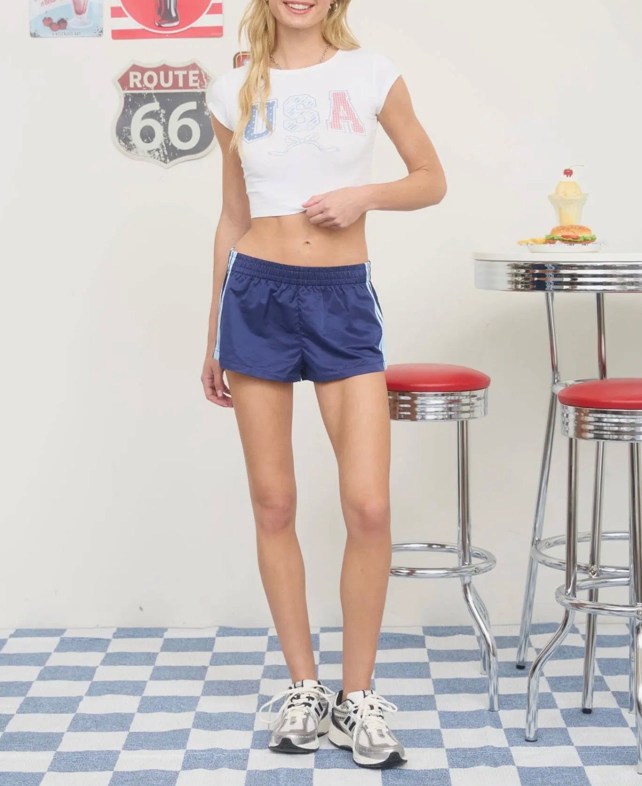 USA Bow Graphic SS Crop Top
