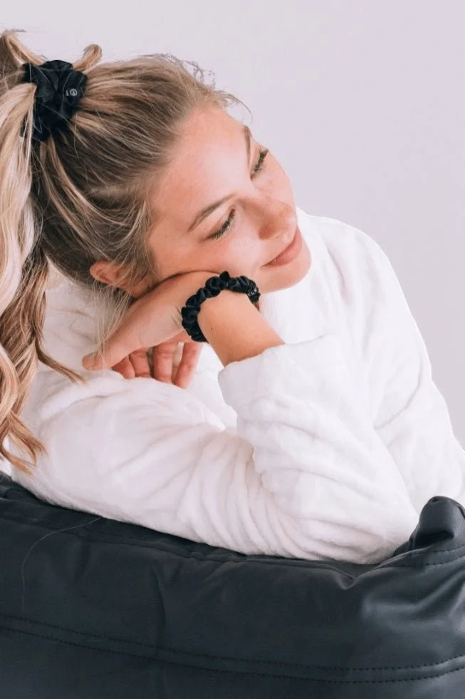 Jet Black Silk Scrunchie Teleties