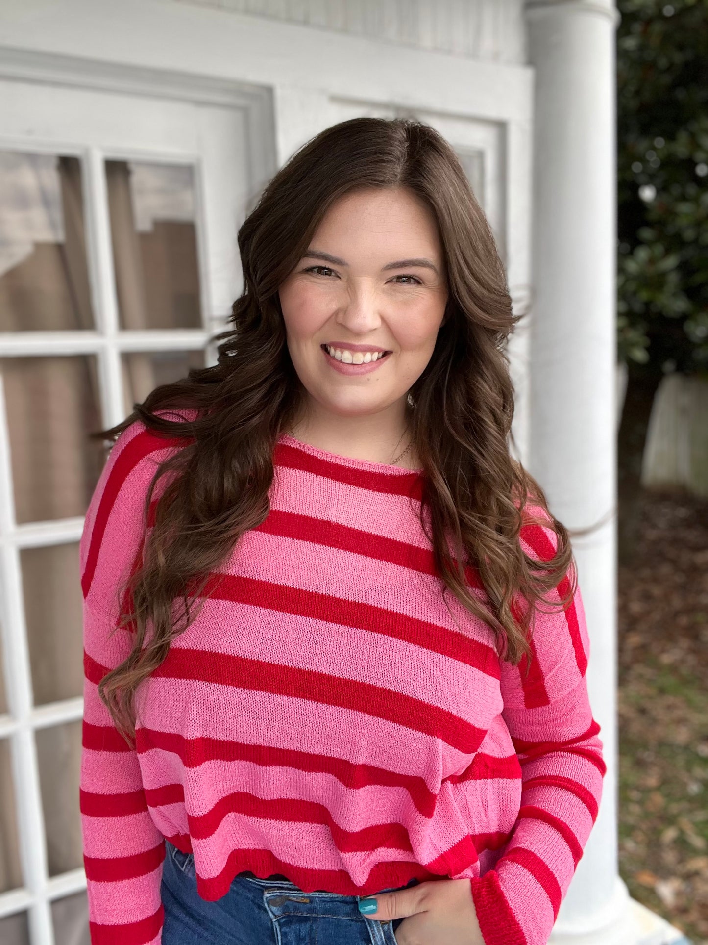 Red/Pink Stripe Knit Sweater