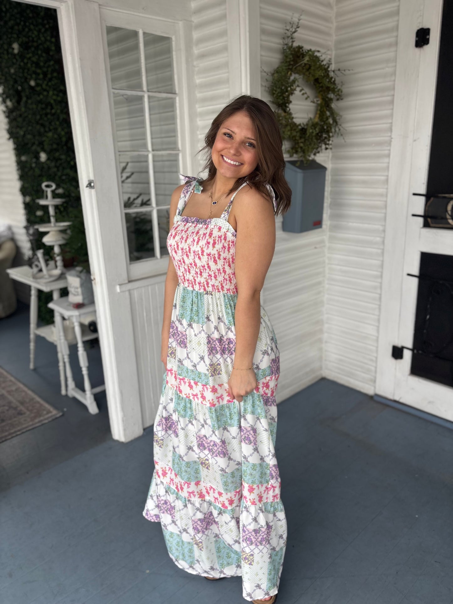 Smocked Patchwork Maxi