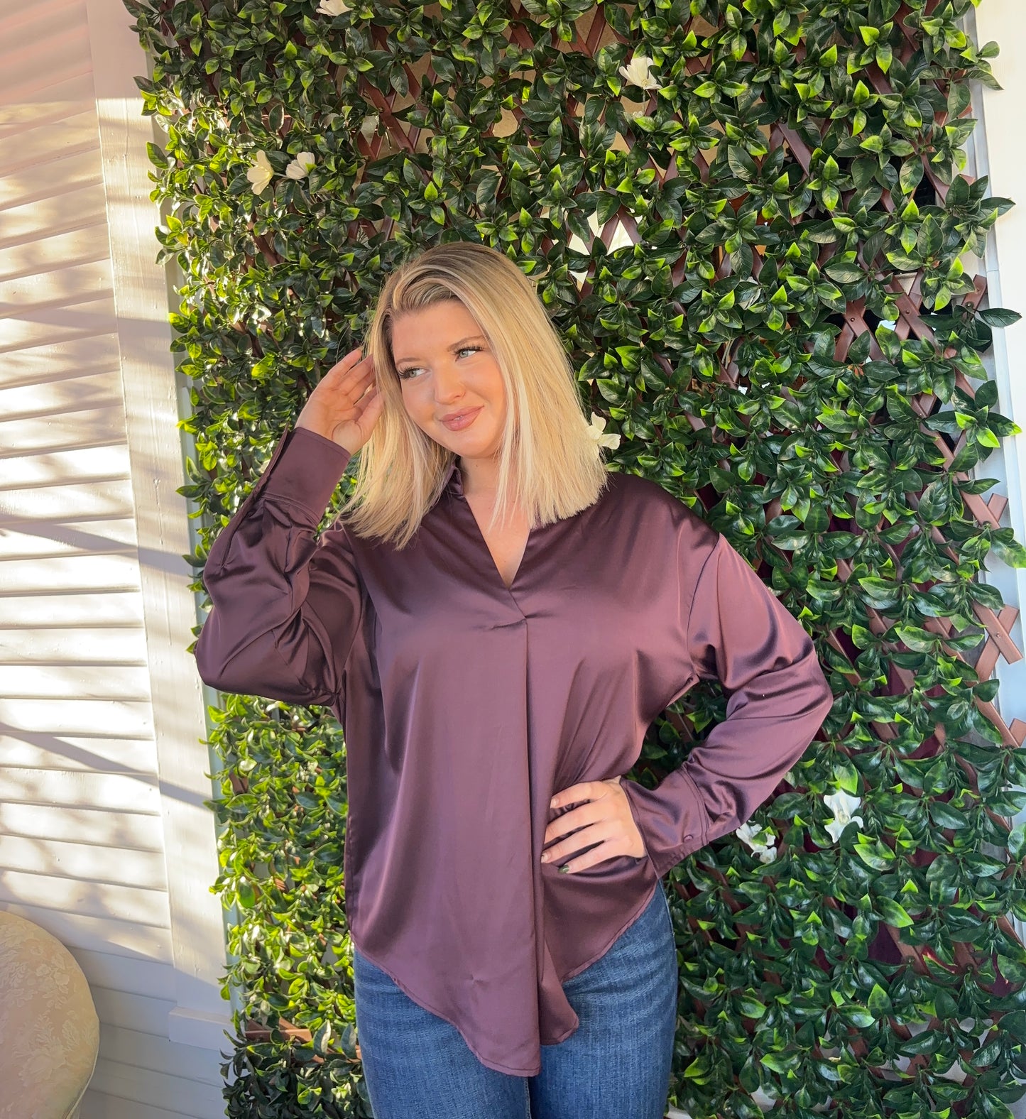 Collared VNeck Blouse