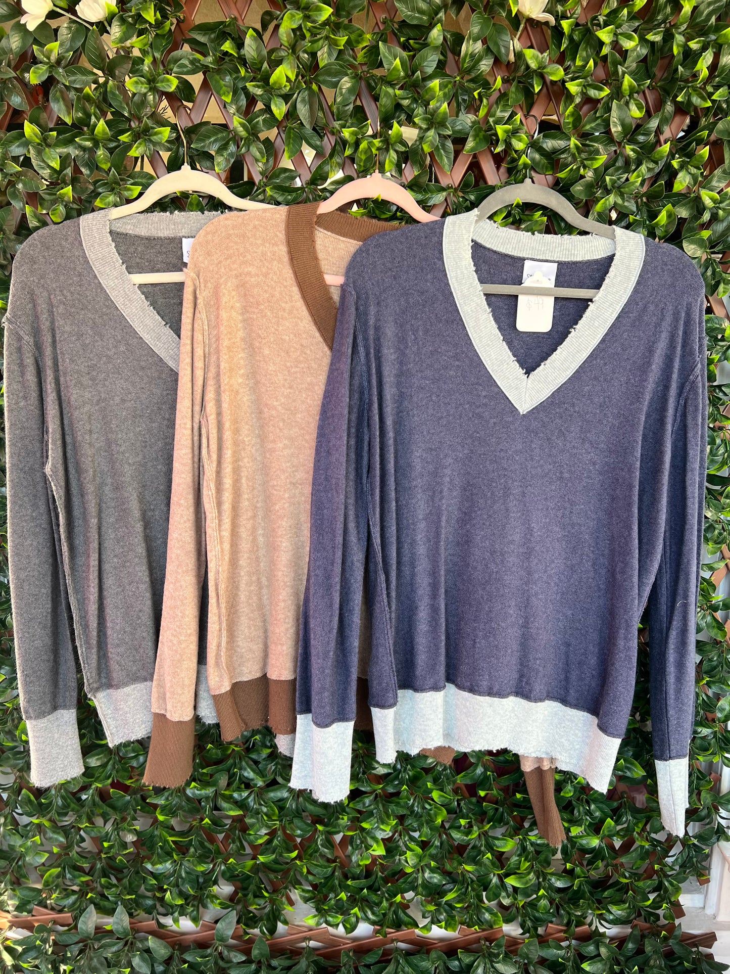 Dual Tone Vneck Sweater