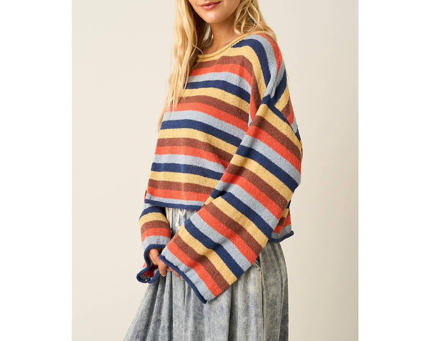 Multicolor Striped Sweater Knit Top