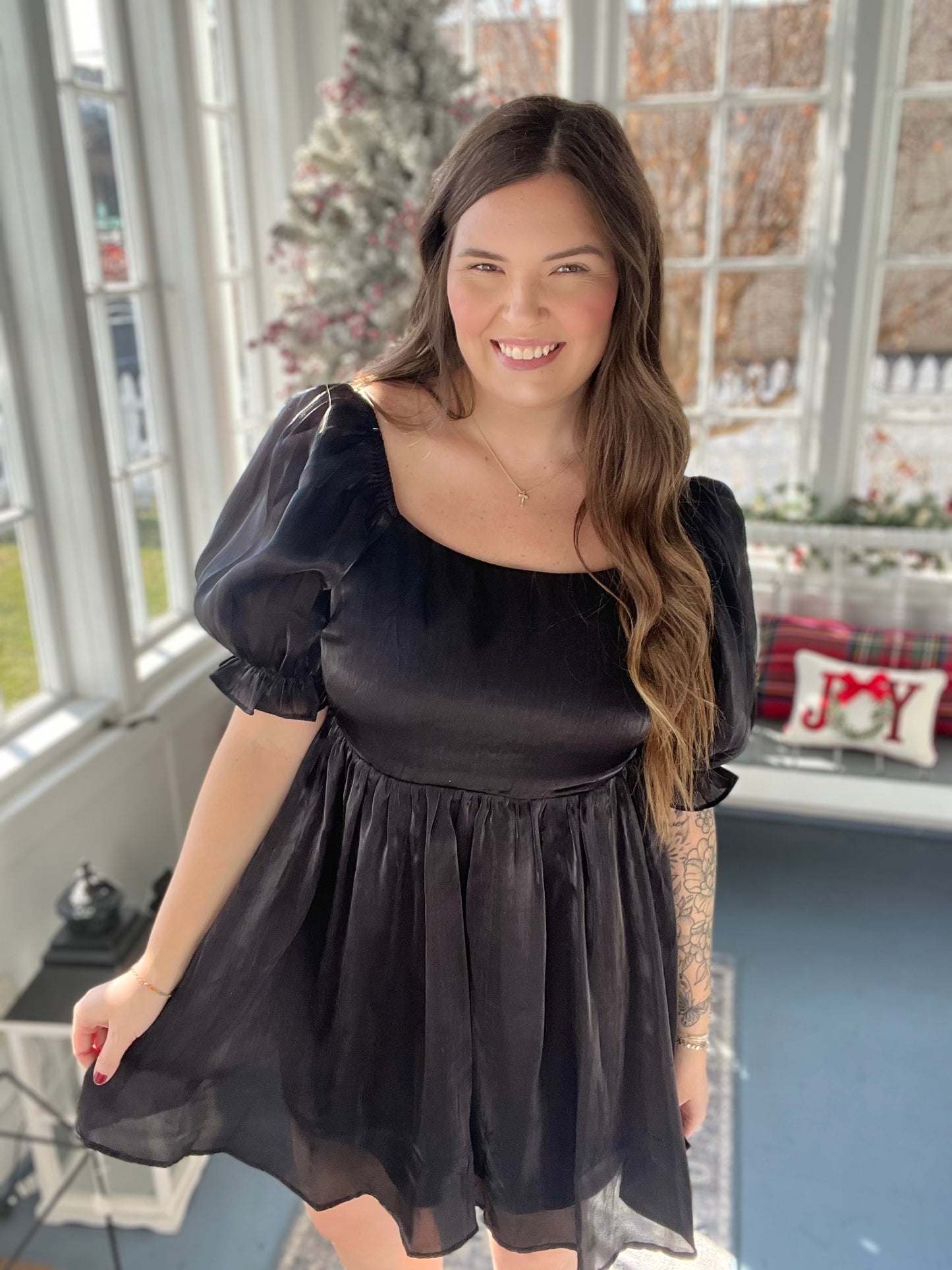 Black S/S Shimmer Dress