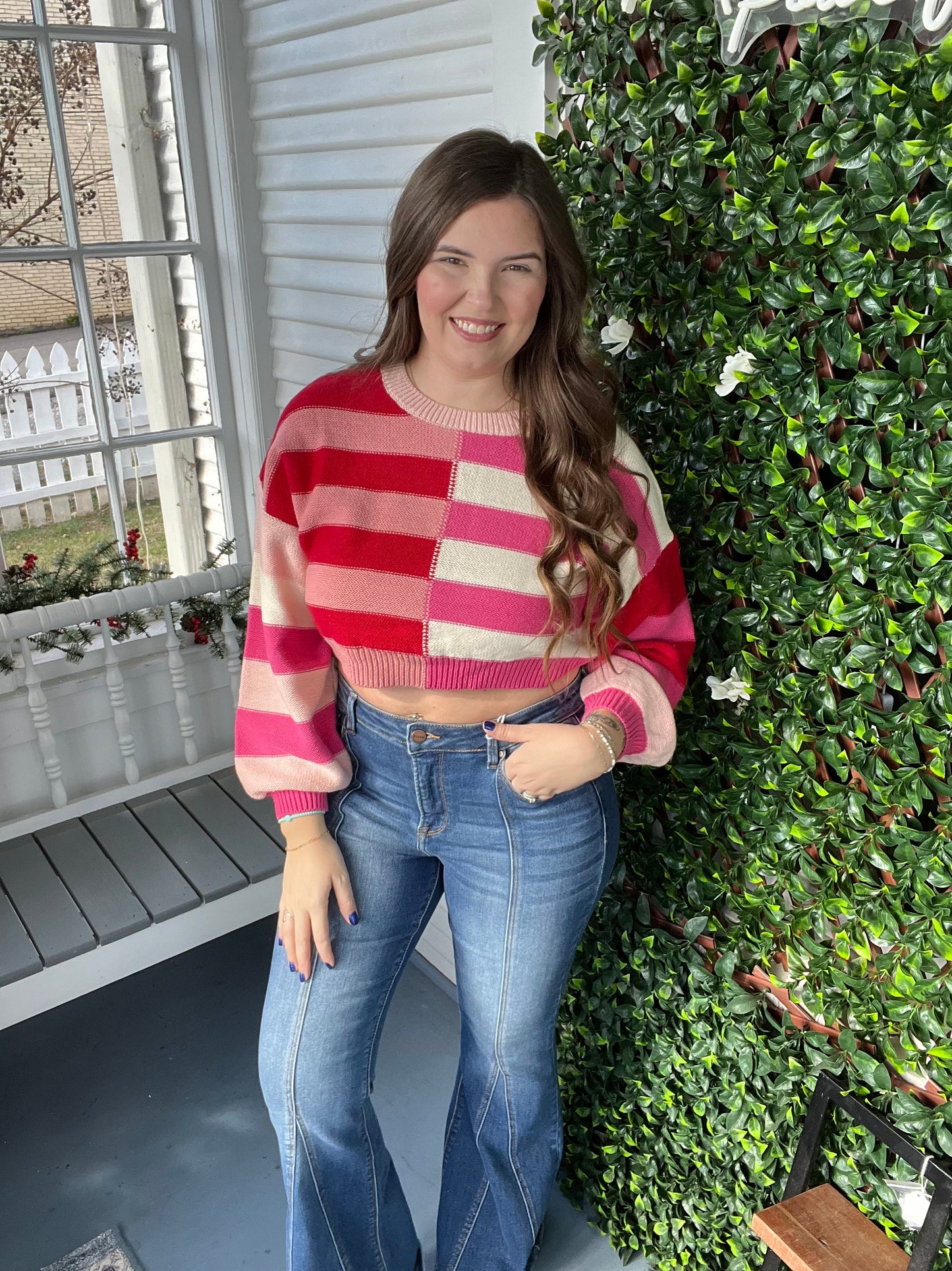 Cropped Colorblock Sweater