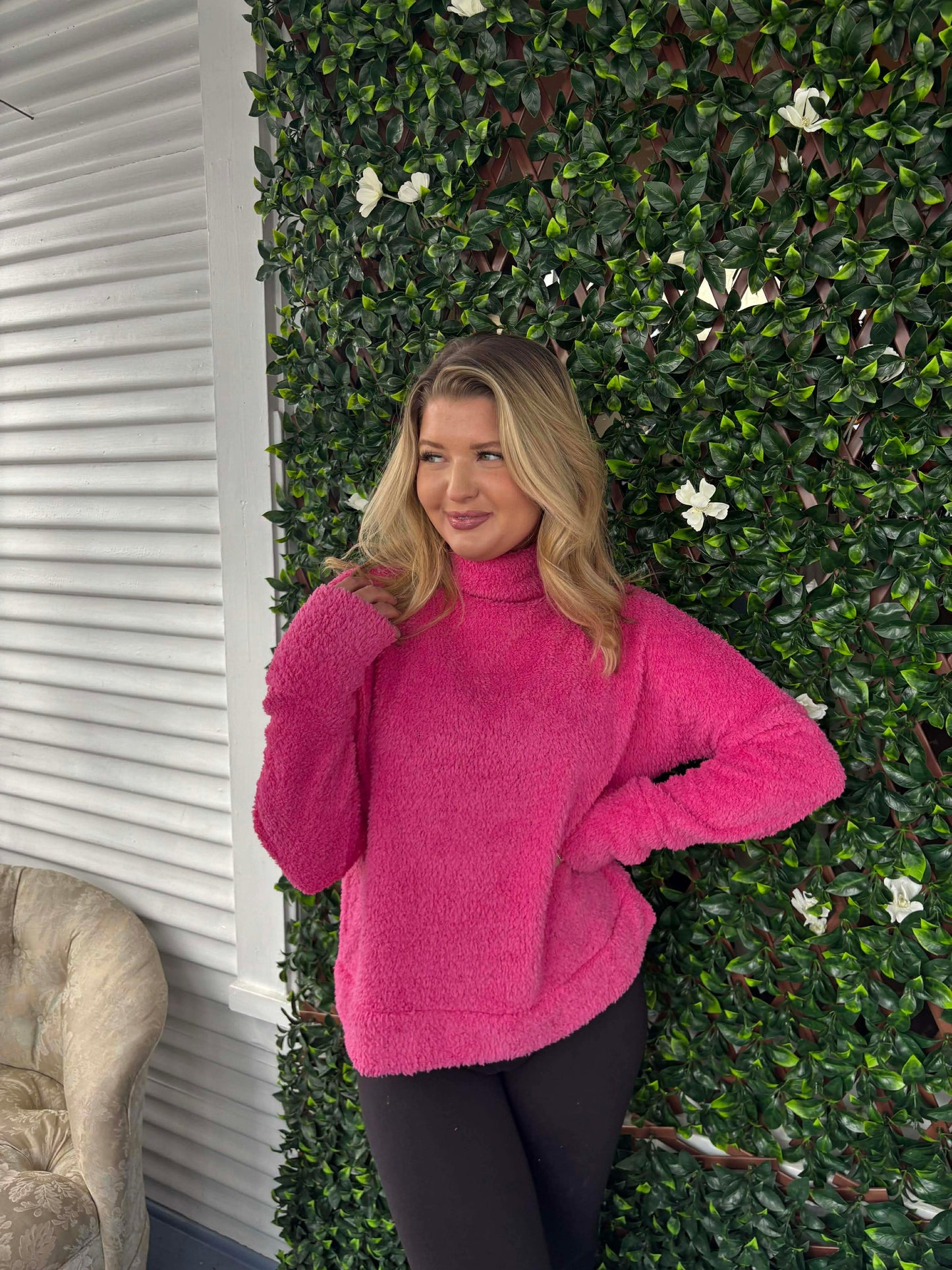 Mock Neck Sherpa Top