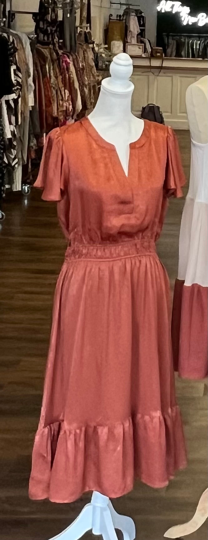 Flutter Sleeve Midi Dress