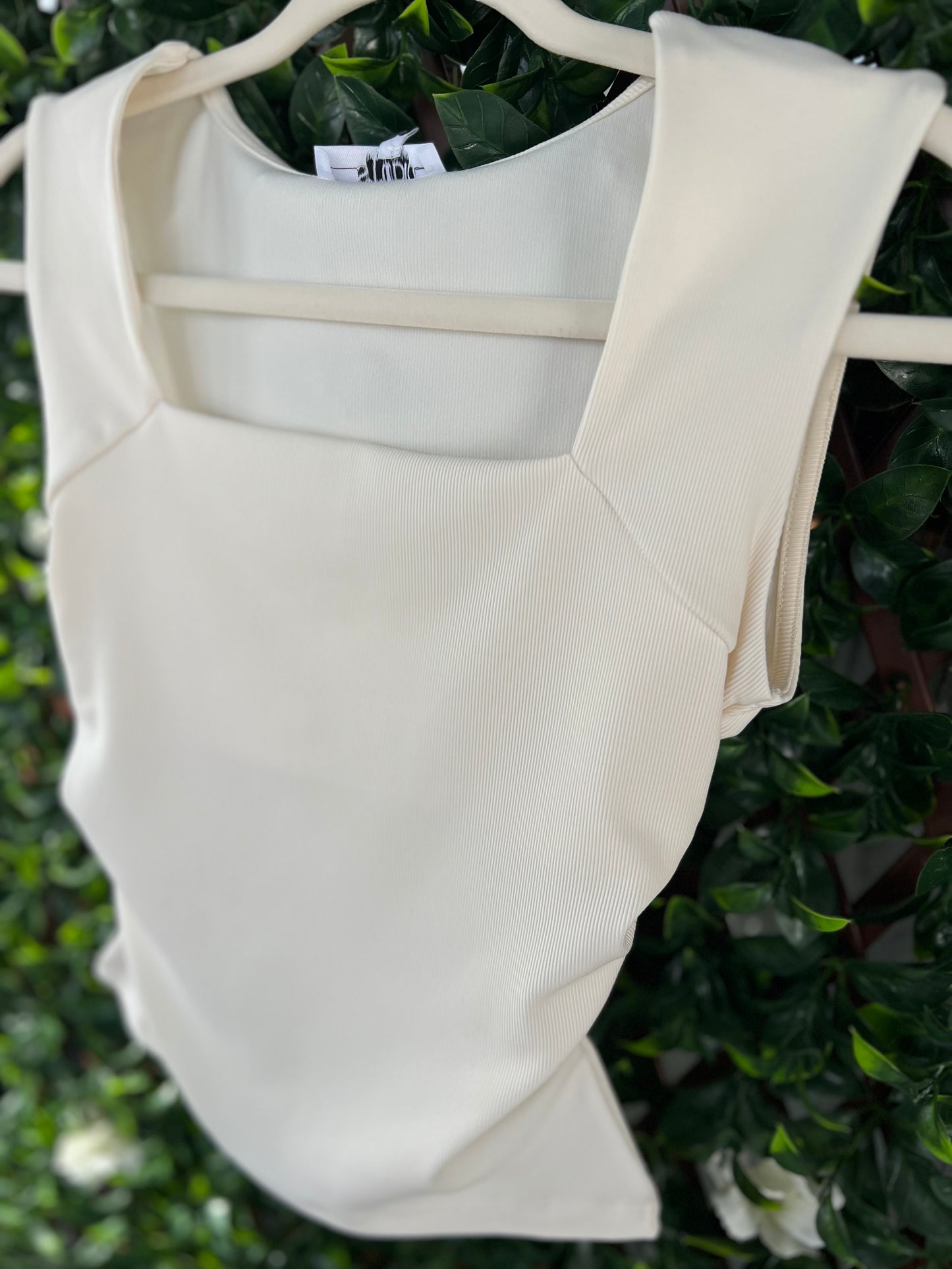 Square Neck Sleeveless Ruched Top