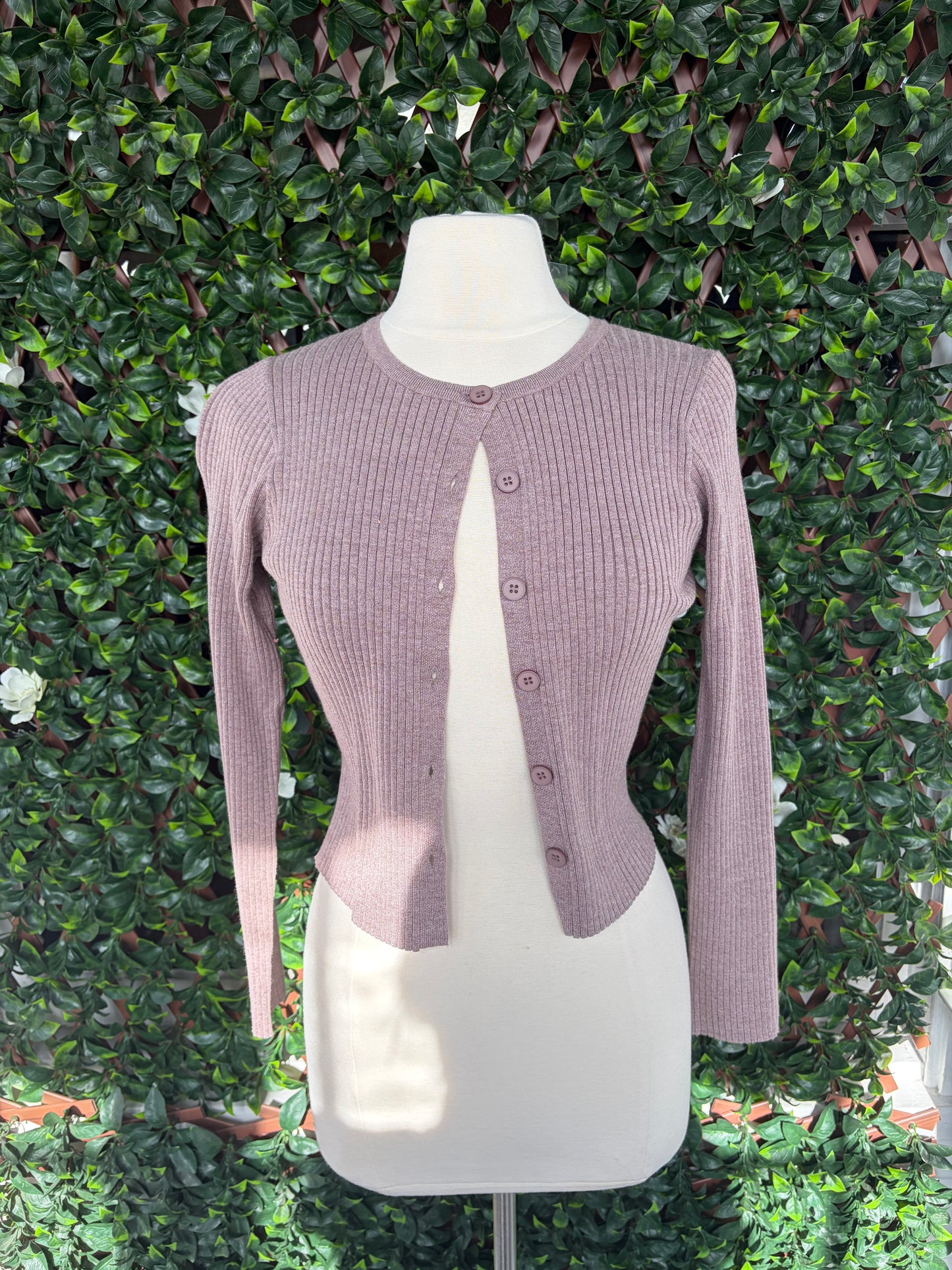 Purple Ribbed Cardigan