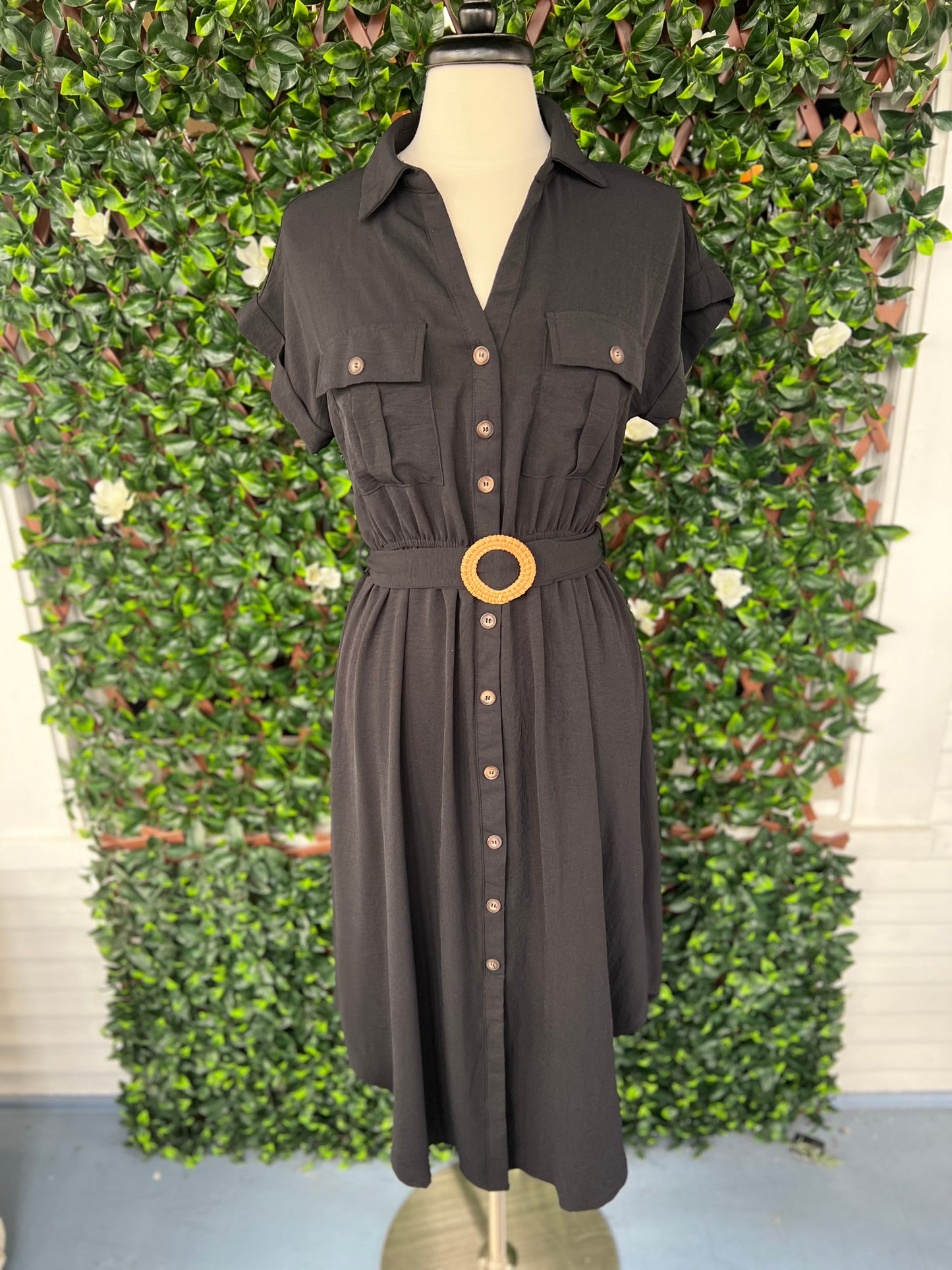 Collared Button Up Midi Dress