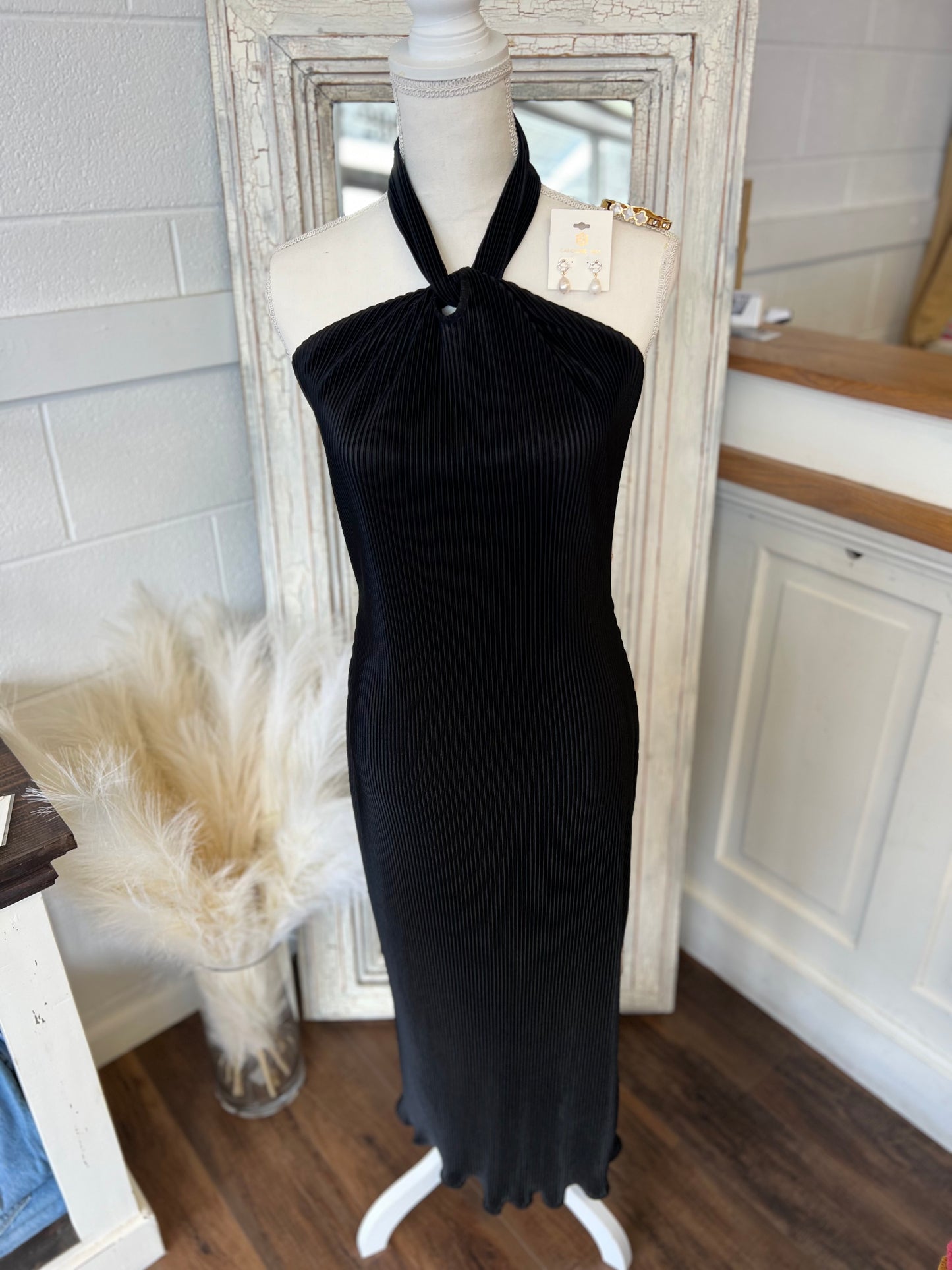 Ribbed Halter Midi Dress