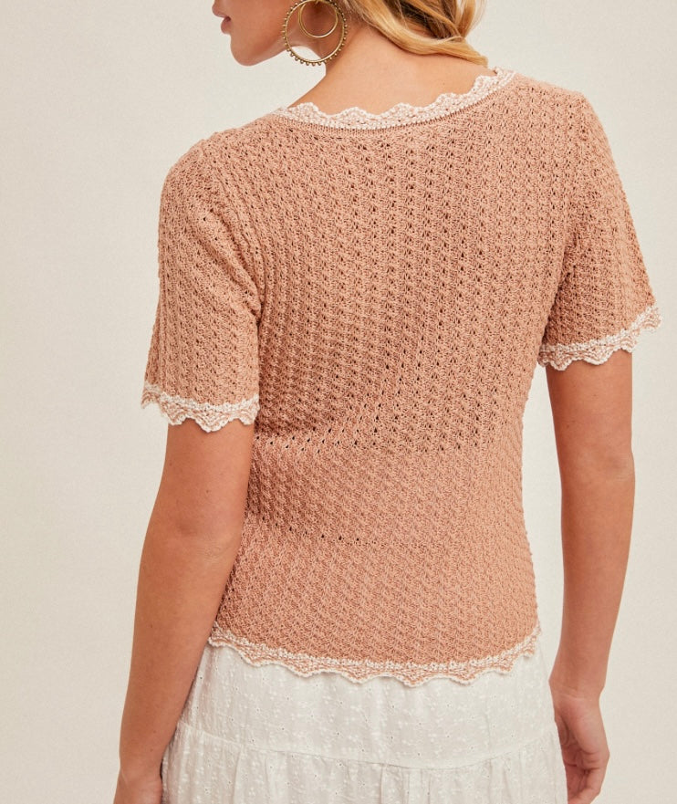 Crochet Knit SS Top