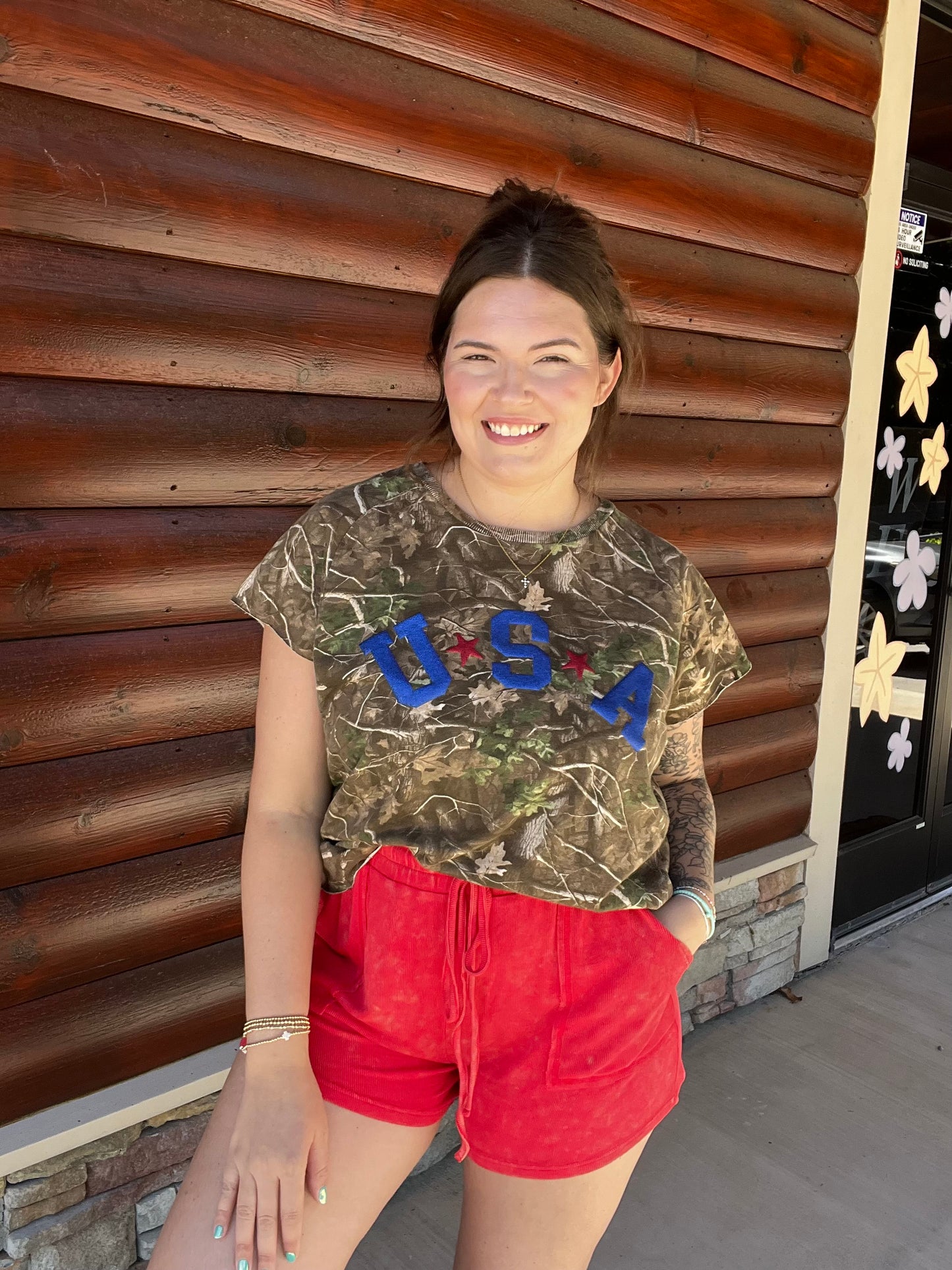 Camo USA SS Top