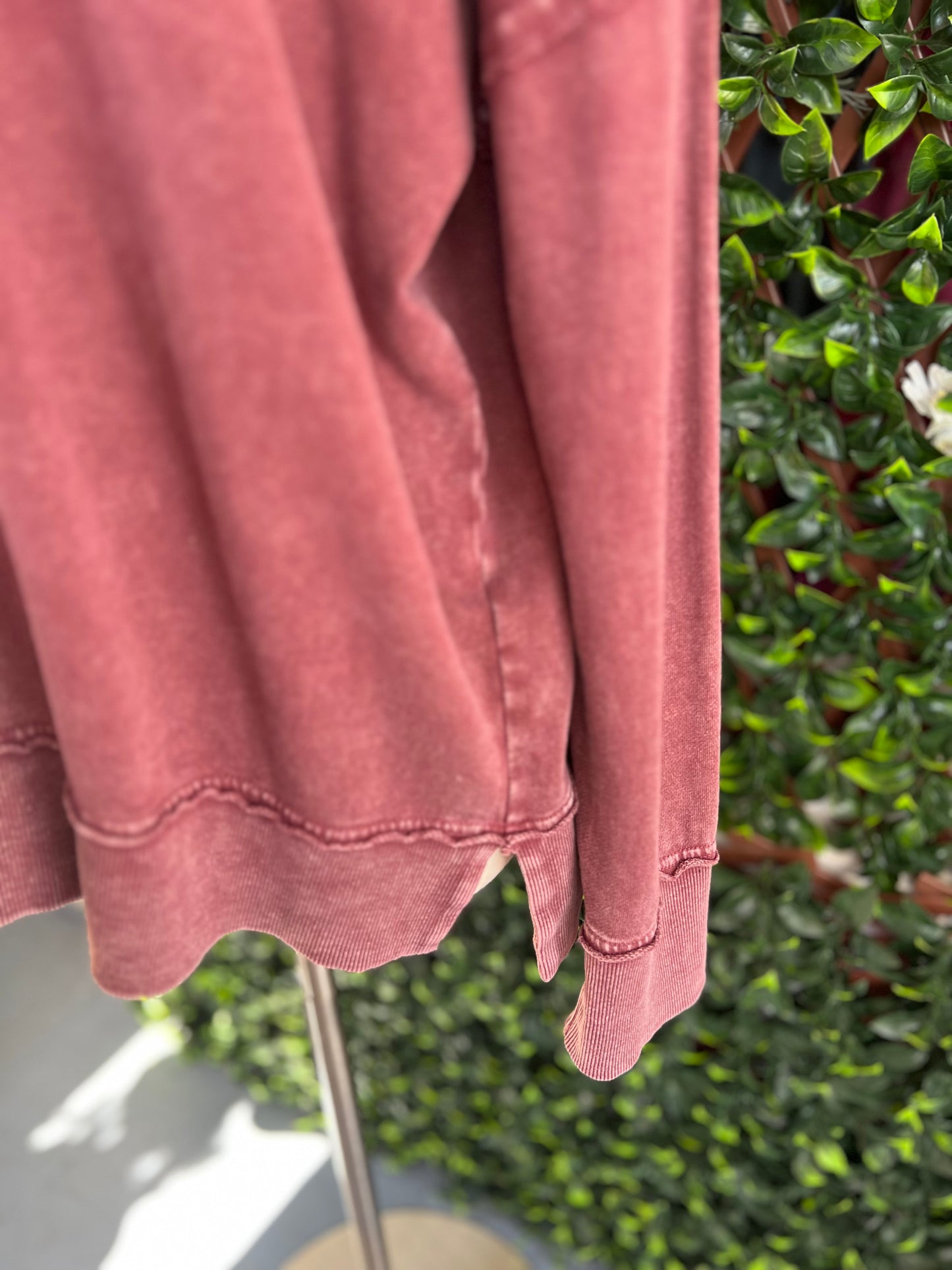 Burgundy Mineral Wash LS Top