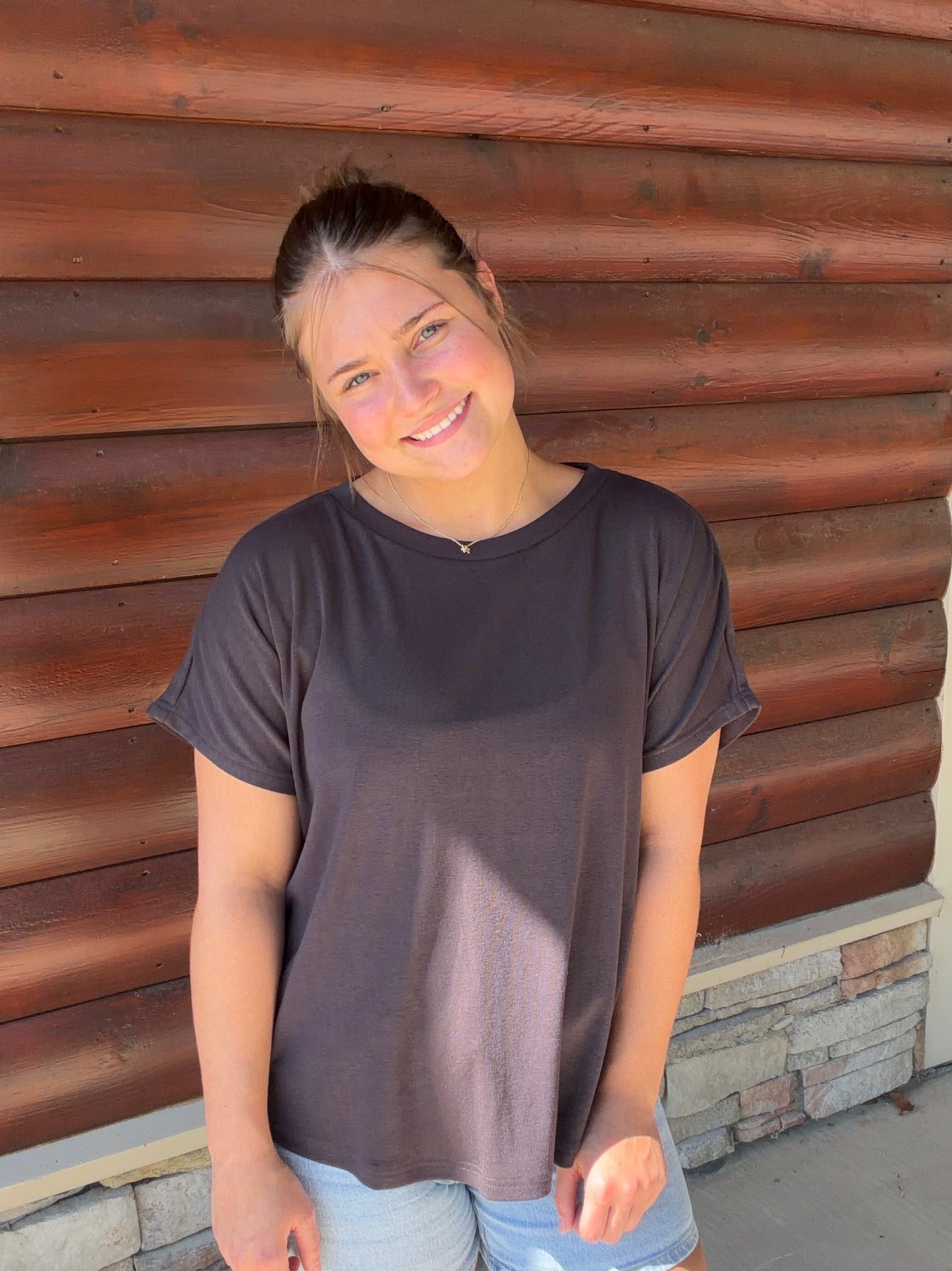 Round Neck Dolman Sleeve Top