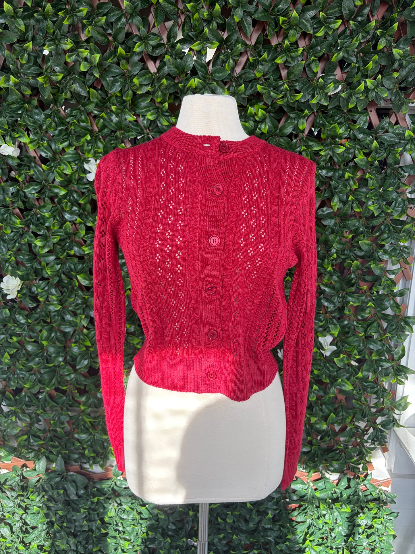 Eyelet Cardigan Sweater