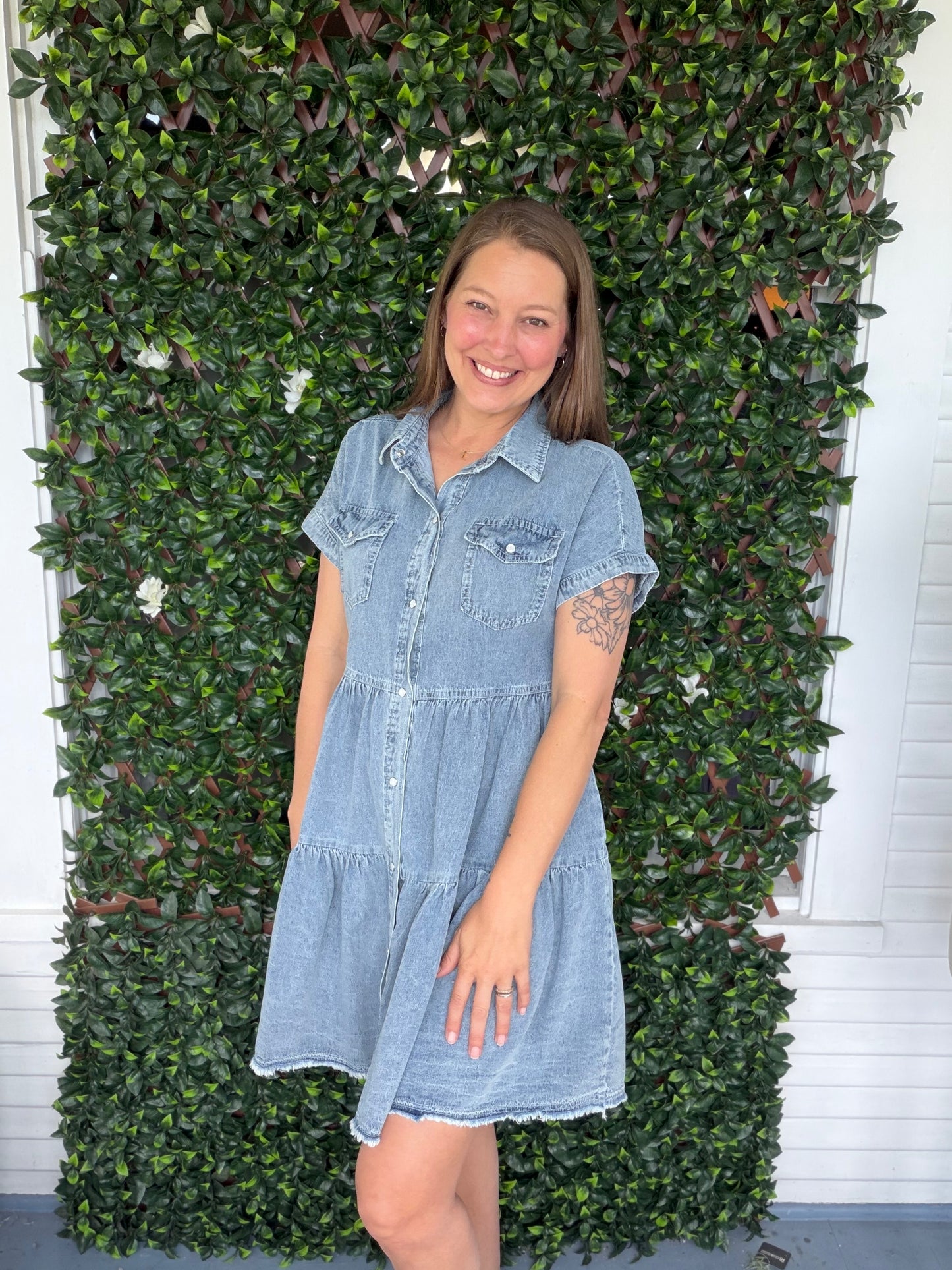 Tiered Denim Dress