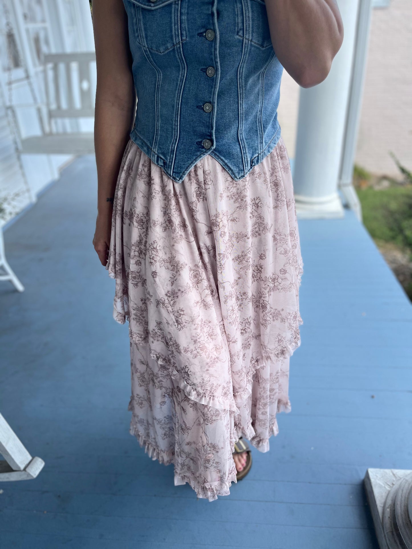 Floral Print Midi Skirt