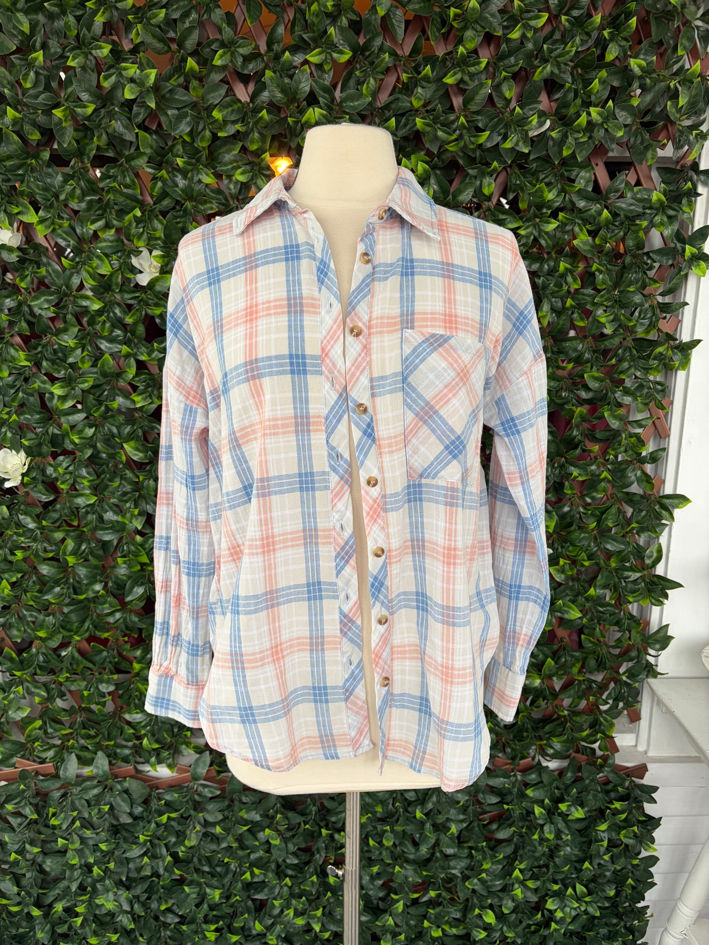 Pink/Blue Plaid Top